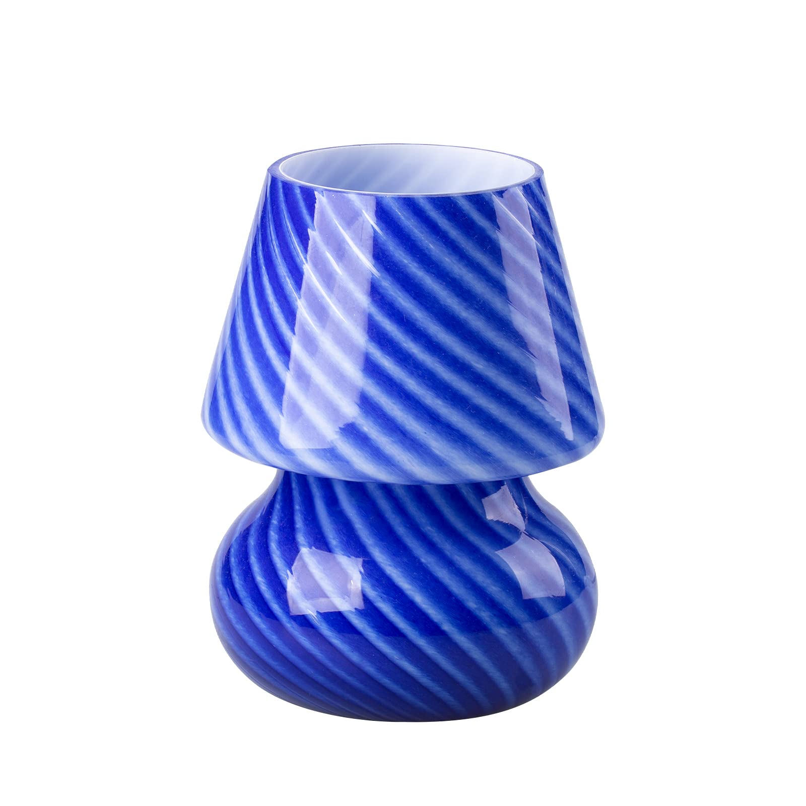 COOSA Mushroom LED Nightstand Lamp with Glass Shade - Modern Striped Small Desk Lamp for Bedroom, Living Room, Study - Includes Bulb - Perfect for Reading, Relaxing & Home Decor Gift Idea