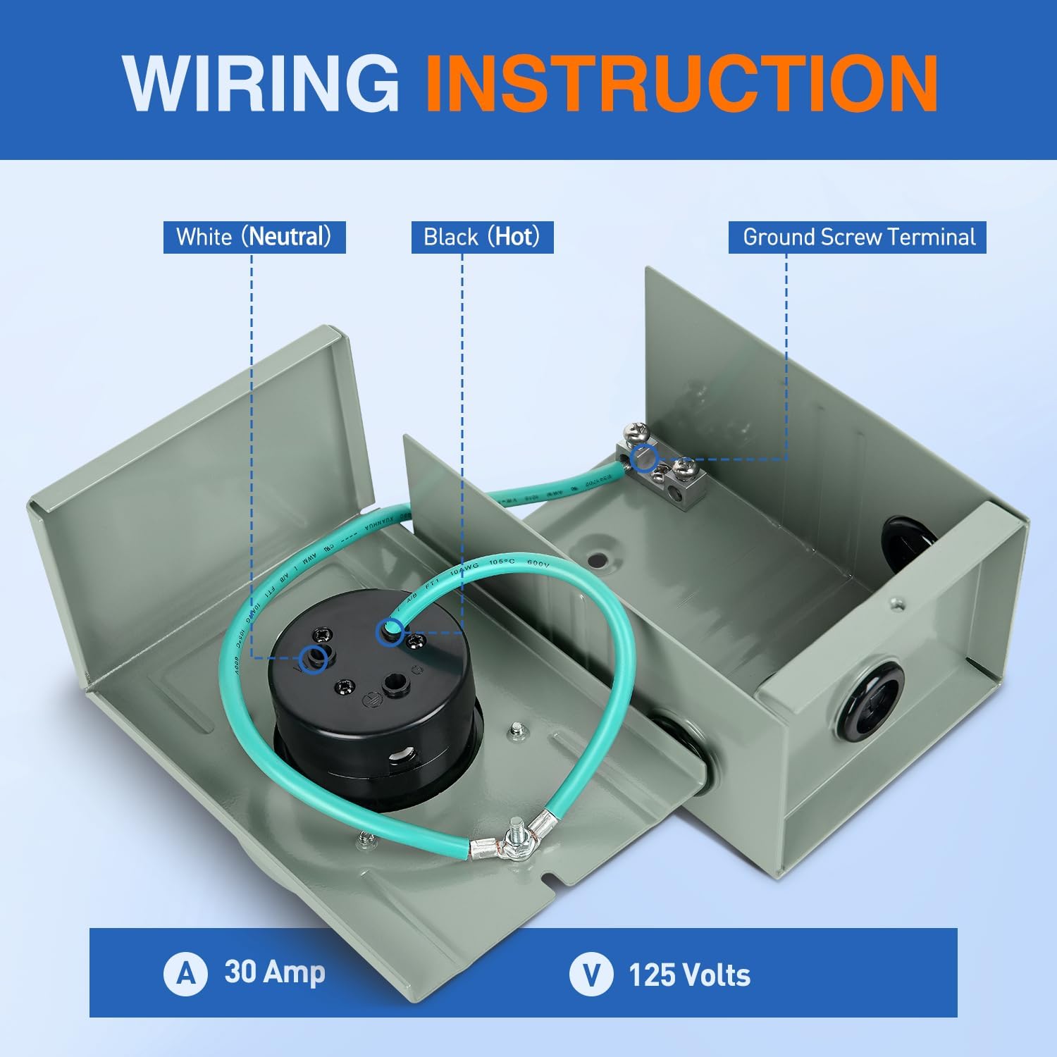 30 Amp 3 Prong Generator Power Inlet Box - Heavy Duty Weatherproof Outdoor Electrical Connector for RV, Camper & Home Backup Power Supply