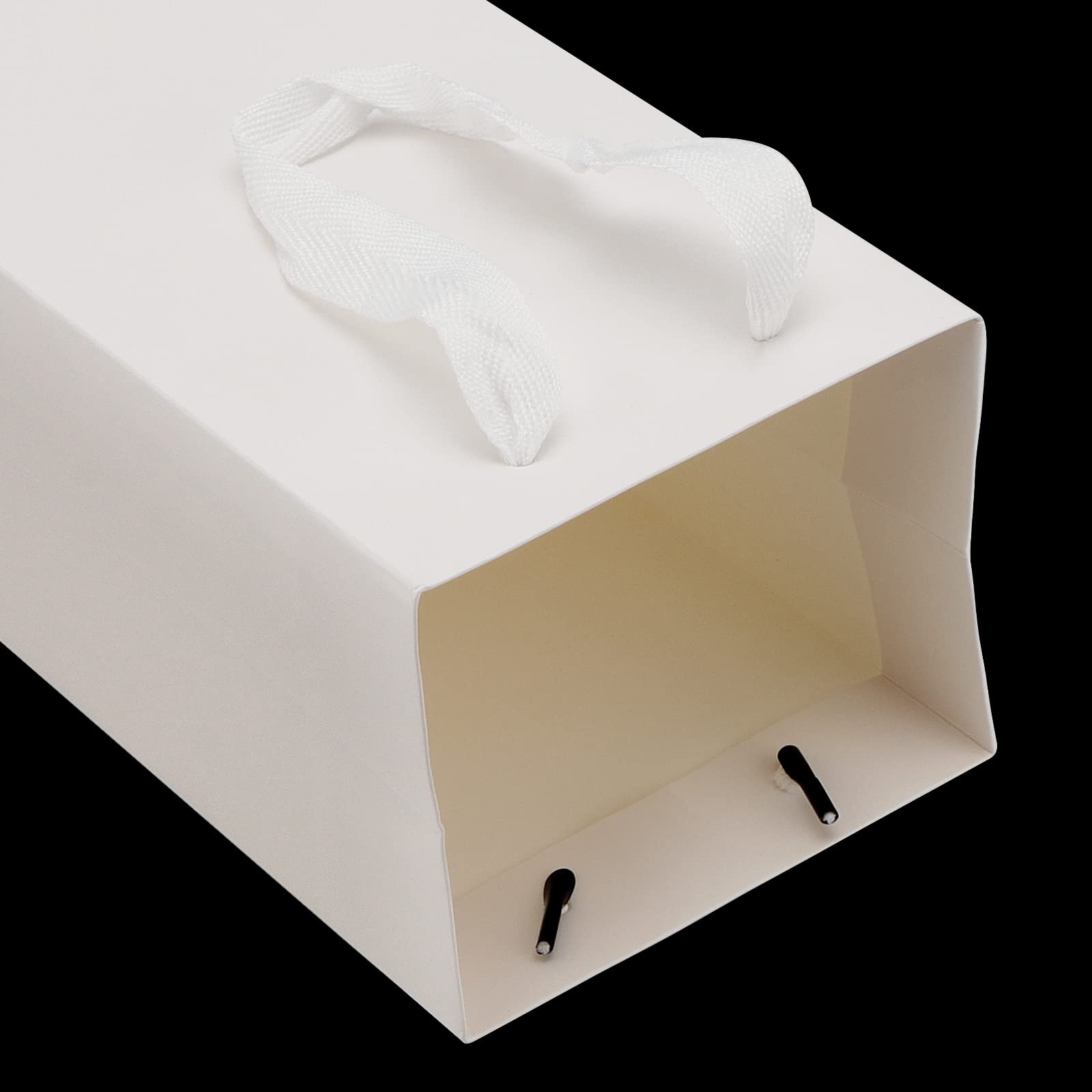 SEUNMUK 30 Pack 13.8x4.3x3.5 Inch White Wine Bottle Gift Bags - 250 GSM Thick Sturdy Paper Wine Bags with Handles - Elegant Wedding Party Retail Shopping Gift Packaging for Champagne, Liquor & Spirits