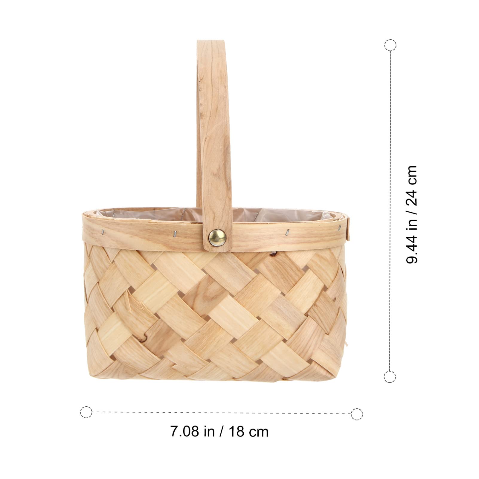 Handmade Woven Picnic Basket with Wooden Handle - Portable Storage Basket for Fruits, Bread & Food - Perfect for Home, Outdoor, Camping & Beach Parties
