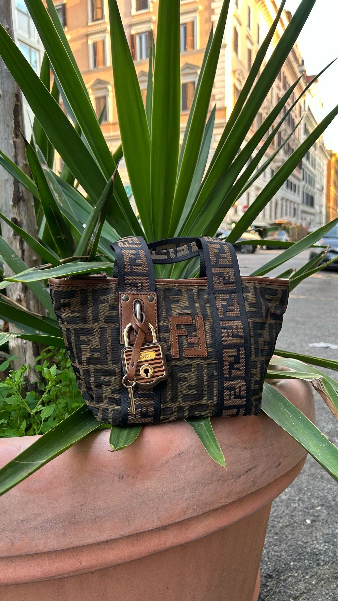 Fendi Zucca Marrone Leather Shoulder Bag - Luxury Designer Handbag for Women - Perfect for Work, Travel & Evening Events