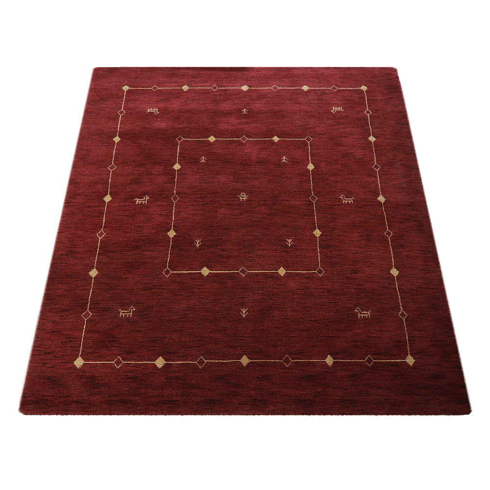 Premium Hand-Knotted Wool Plaid Rug - Soft & Durable for Living Room, Bedroom, or Office Decor