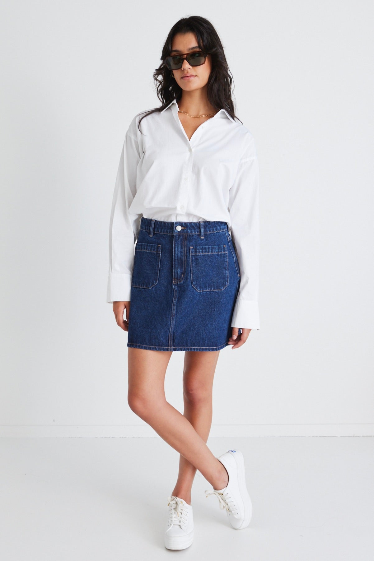 Stylish Indigo Denim Mini Skirt with Front Pockets - Perfect for Casual Outings, Date Nights & Summer Fashion