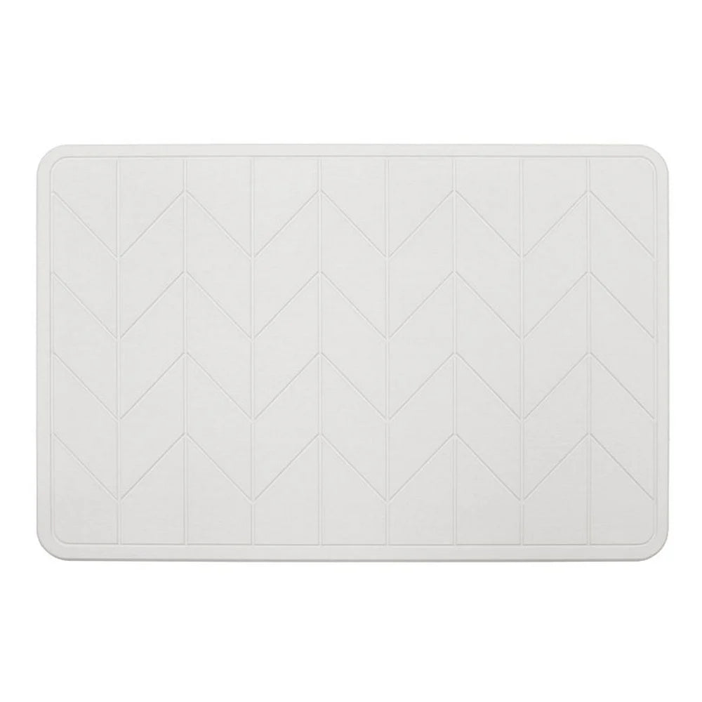 Natural White Algodon DRI Stone Bath & Kitchen Mat - Absorbent, Non-Slip, Quick-Drying for Bathroom, Shower, Sink & Kitchen Use