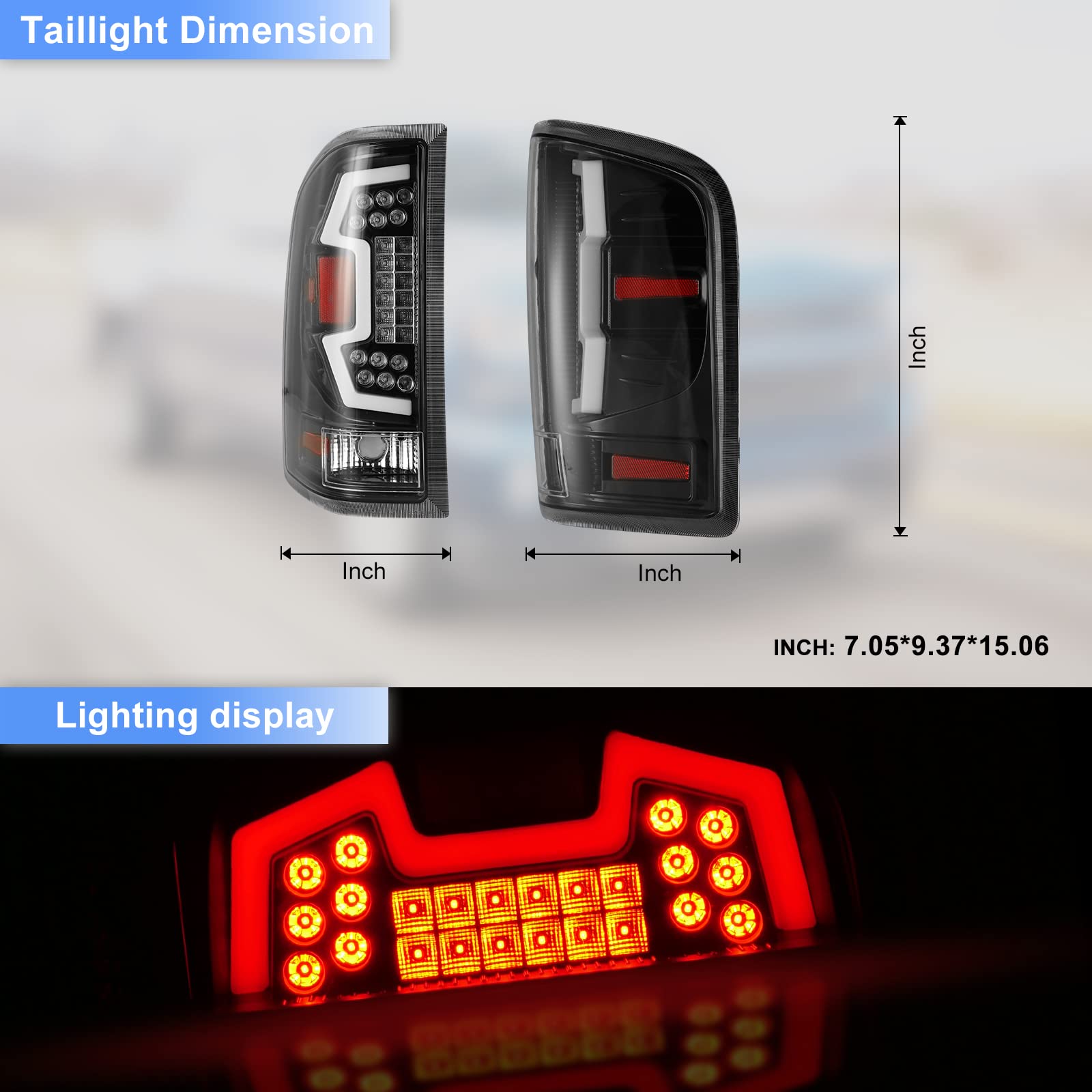 ROXX LED Tail Lights for 2007-2013 Chevy Silverado 1500 & 2007-2014 GMC Sierra 3500HD Dually - Clear Lens Replacement - Perfect for Night Driving & Enhanced Visibility