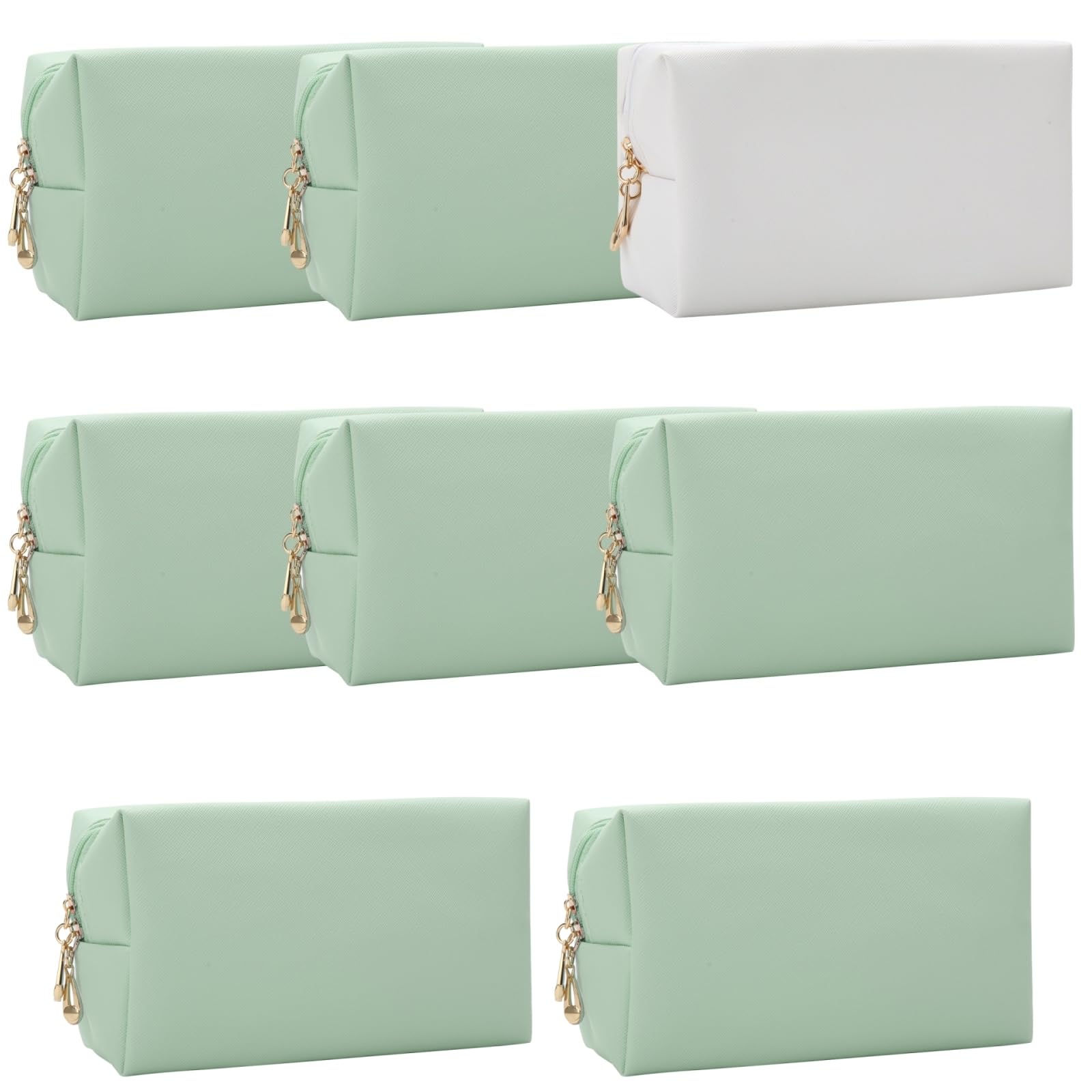 Bridesmaid Proposal Gift Set - Personalized Cosmetic Makeup Bag Bulk for Wedding Party Favors, Bachelorette Party Decorations & Toiletry Organizer - Perfect for Bridal Shower, Girls' Getaway & Travel Essentials (8-Pack, White & Sage Green)