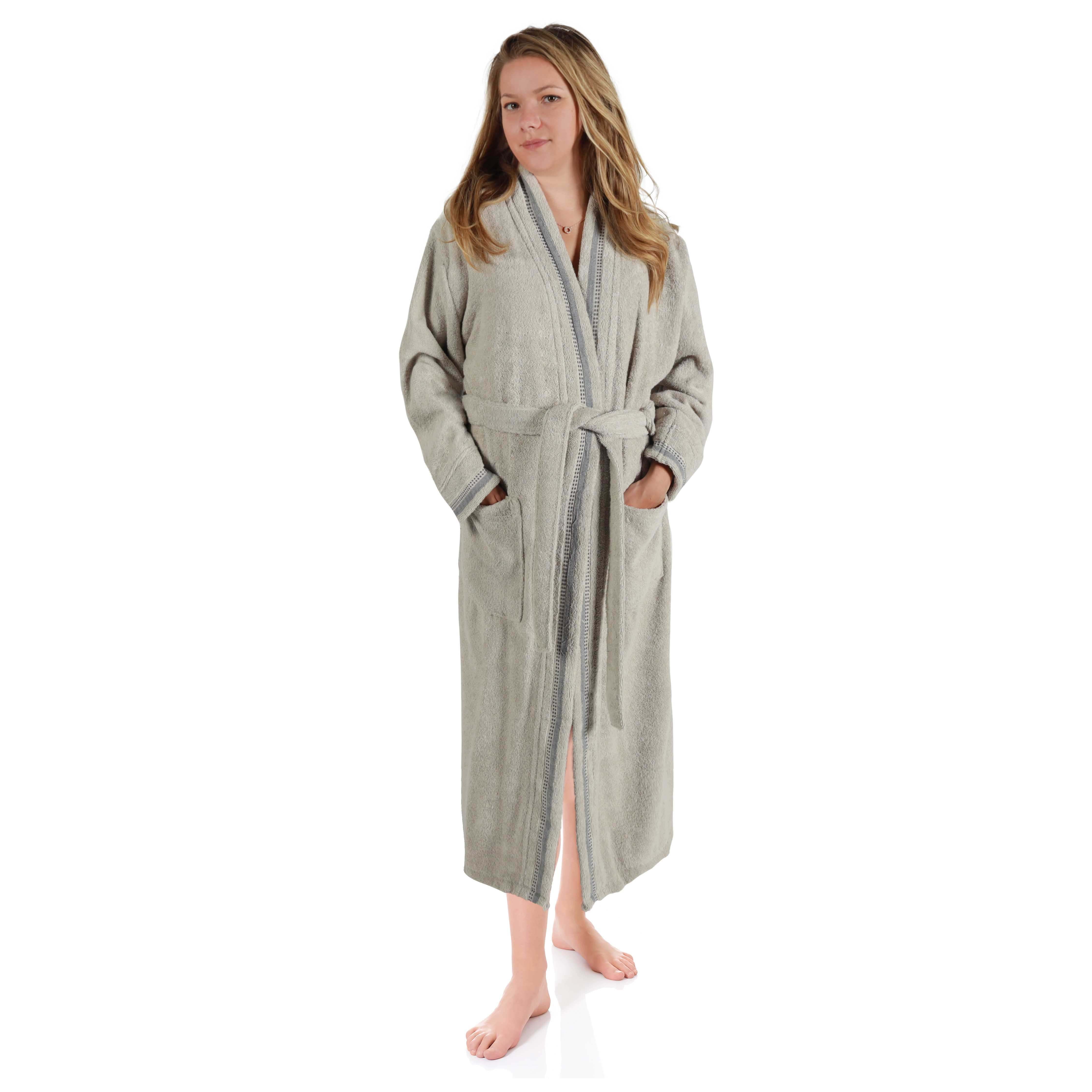 Unisex Cotton Terry Kimono Bathrobe with Embroidery - Soft & Absorbent for Spa, Beach & Home Relaxation