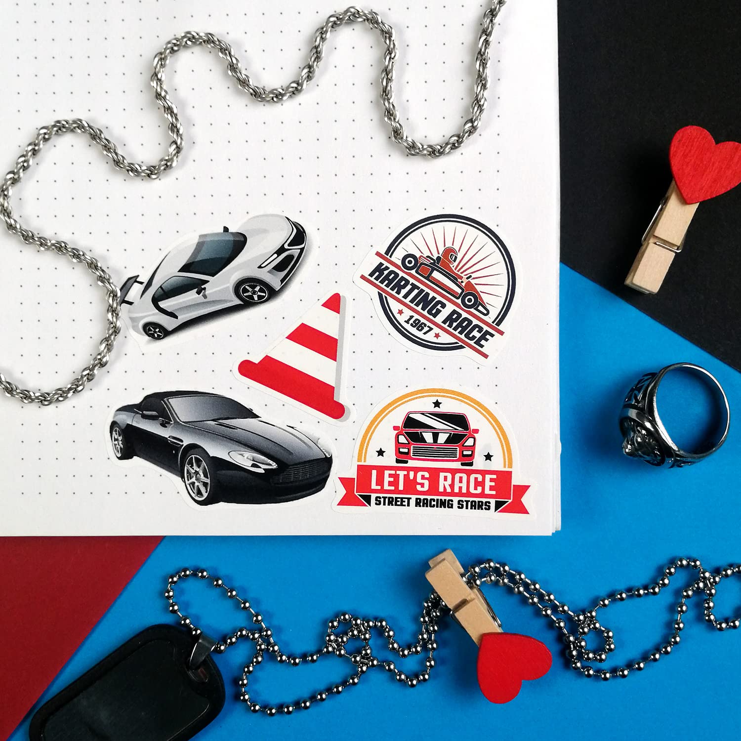 100Pcs Race Car Stickers for Kids - High-Speed Racing Decals & Vinyl Stickers - Perfect for Car Themed Birthday Parties, DIY Toys, Room Decor & Youth Racing Enthusiasts - Waterproof & Durable for Laptops, Helmets & Notebooks