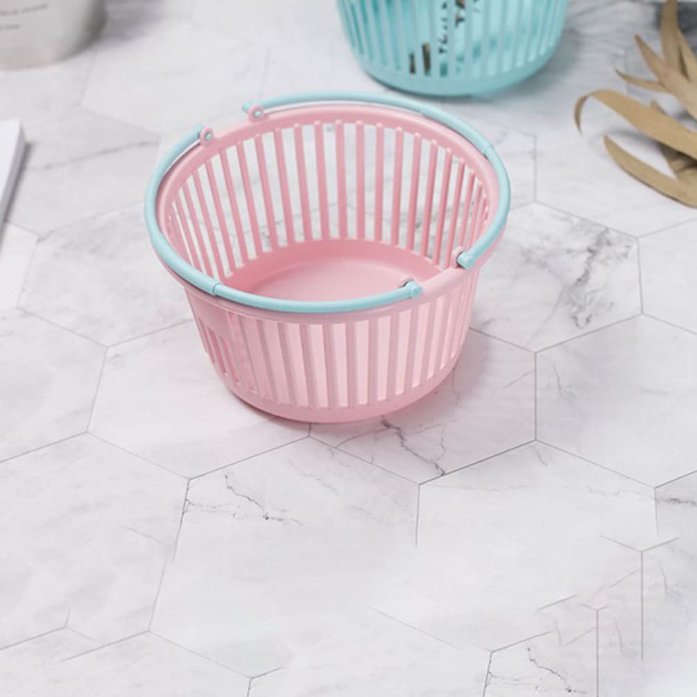Cabilock 3-Piece Pink PP Mesh Storage Basket Set - Mini Round Shower Containers for Bathroom, Kids Toys, Egg Storage & Outdoor Play - Durable Plastic Organizer for Home, Kitchen & Travel Use