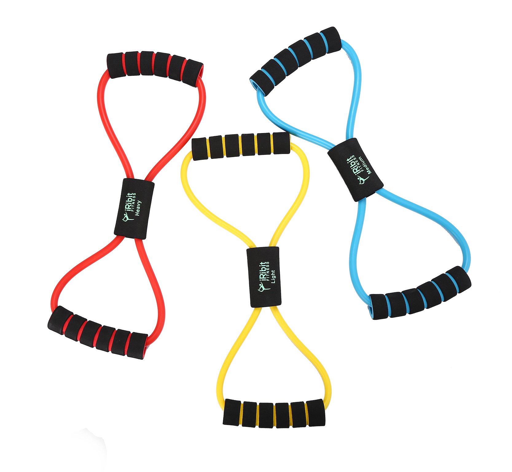 Figure 8 Resistance Bands Set of 3 - Workout Tubes for Strength Training, Physical Therapy & Home Gym Exercises | Perfect for Arms, Legs & Full Body Workouts