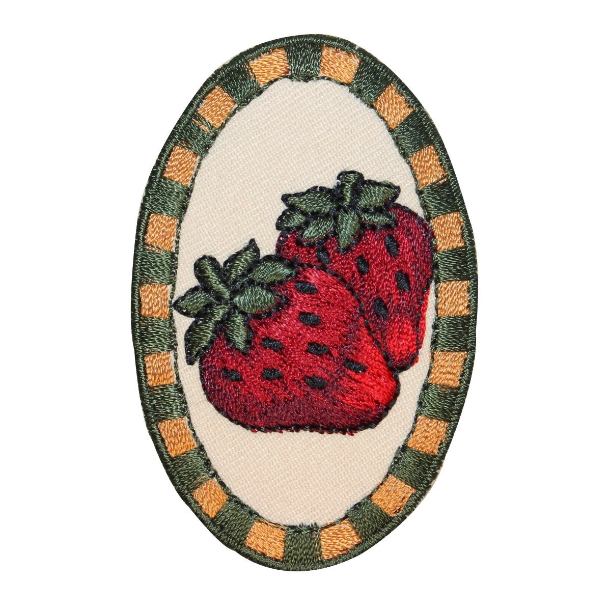 1228W Strawberry Iron-On Embroidered Patch for DIY Crafts, Baking Aprons, and Food-Themed Accessories - Perfect for Hats, Jackets, and Backpacks