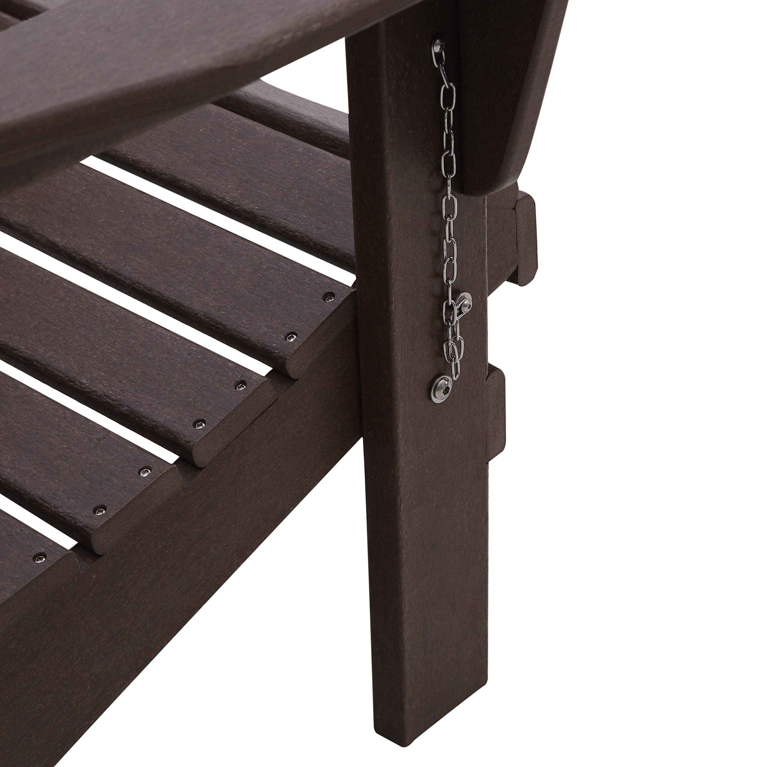 WO Home Furniture Adirondack Chair & Ottoman Set of 2 - Classic Outdoor Patio Furniture in Dark Brown - Perfect for Backyard, Garden, and Poolside Relaxation