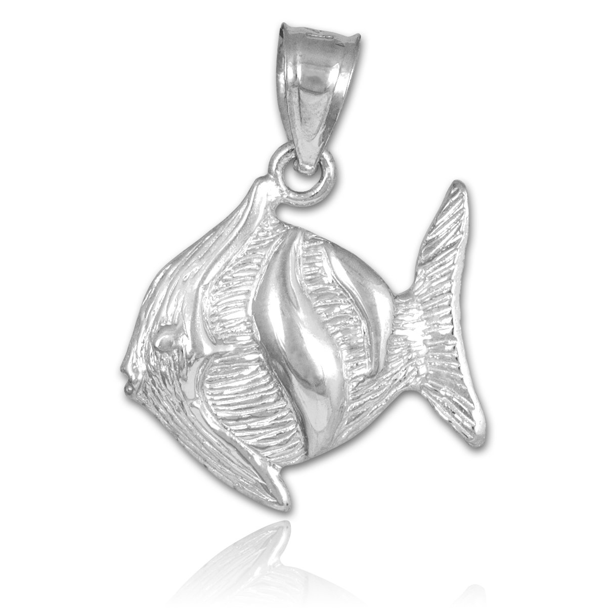 14K White Gold Clown Fish Pendant Necklace - Elegant Marine Jewelry for Women, Perfect Gift for Birthday, Anniversary & Beach Vacations