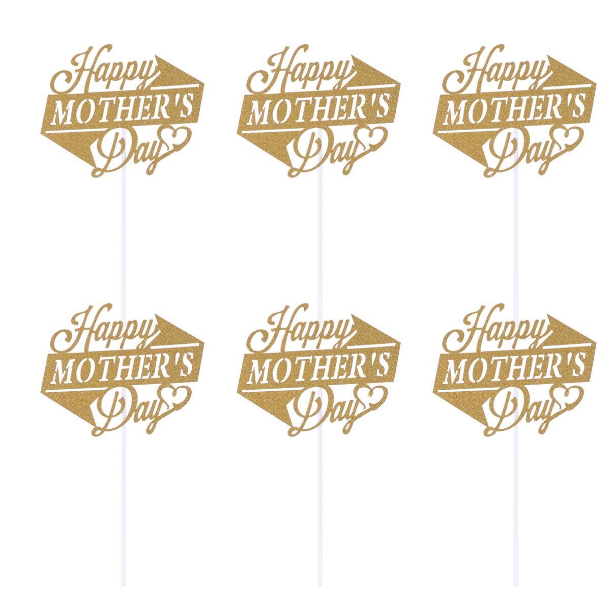 10pcs Gold Happy Mother's Day Cupcake Toppers - Elegant Cake Decorations for Mother's Day, Birthday Parties, Baby Showers & Special Celebrations - ERINGOGO Premium Baking Supplies