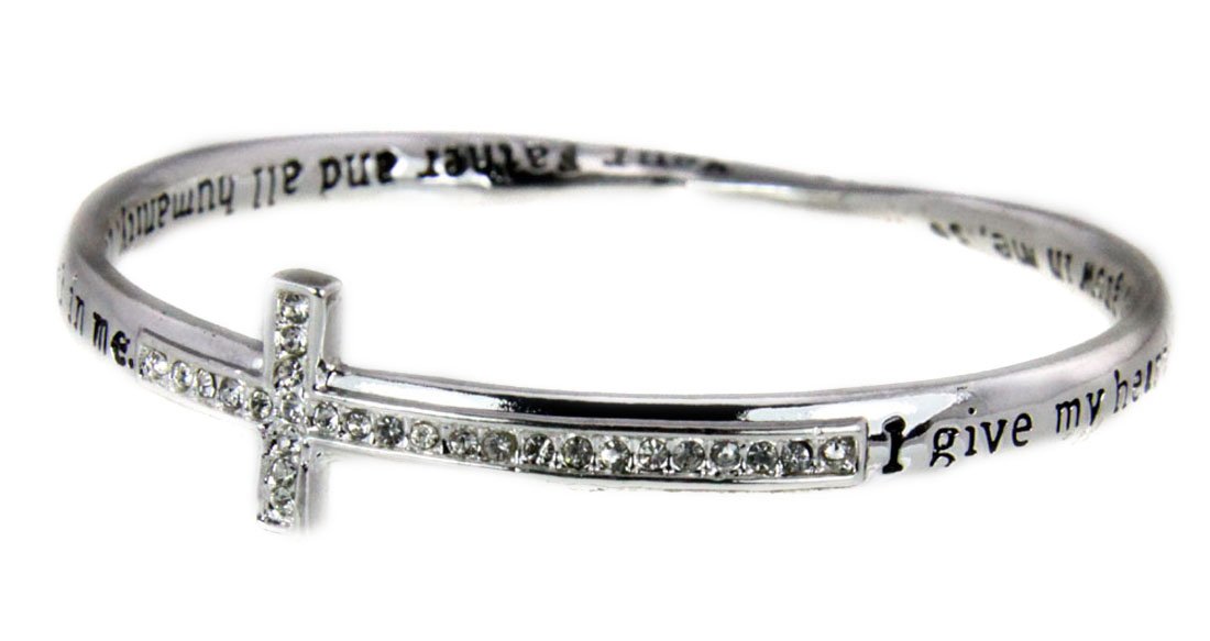 Twisted Cross Bangle - Religious Stackable Bracelet for Prayer & Blessings