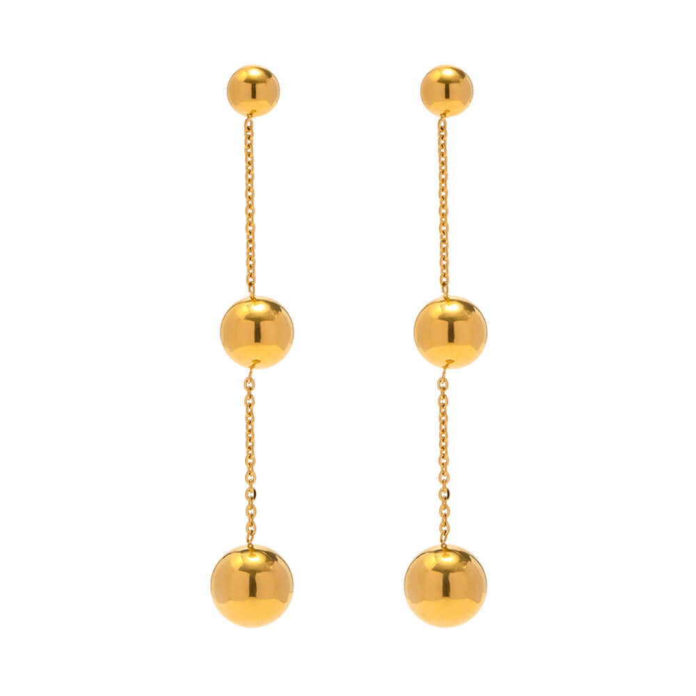 18K Gold Plated Irregular Bead Ball Drop Earrings for Women - Elegant Dangle Earrings for Party, Wedding & Daily Wear | JDE132