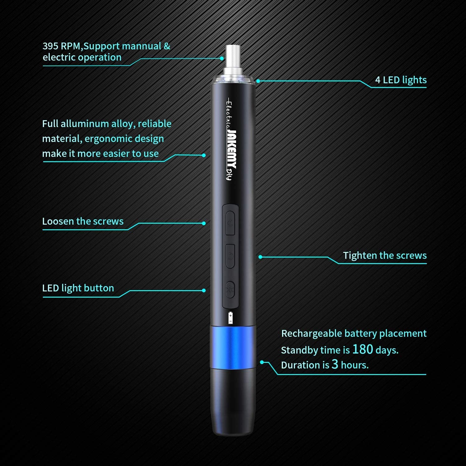 **JAKEMY 41-in-1 Cordless Electric Screwdriver Set - Automatic & Manual Dual-Mode Precision Power Tool with LED Light for Laptop, Computer, Phone, Watch & Small Electronics - Perfect for DIY Repairs & Home Projects**