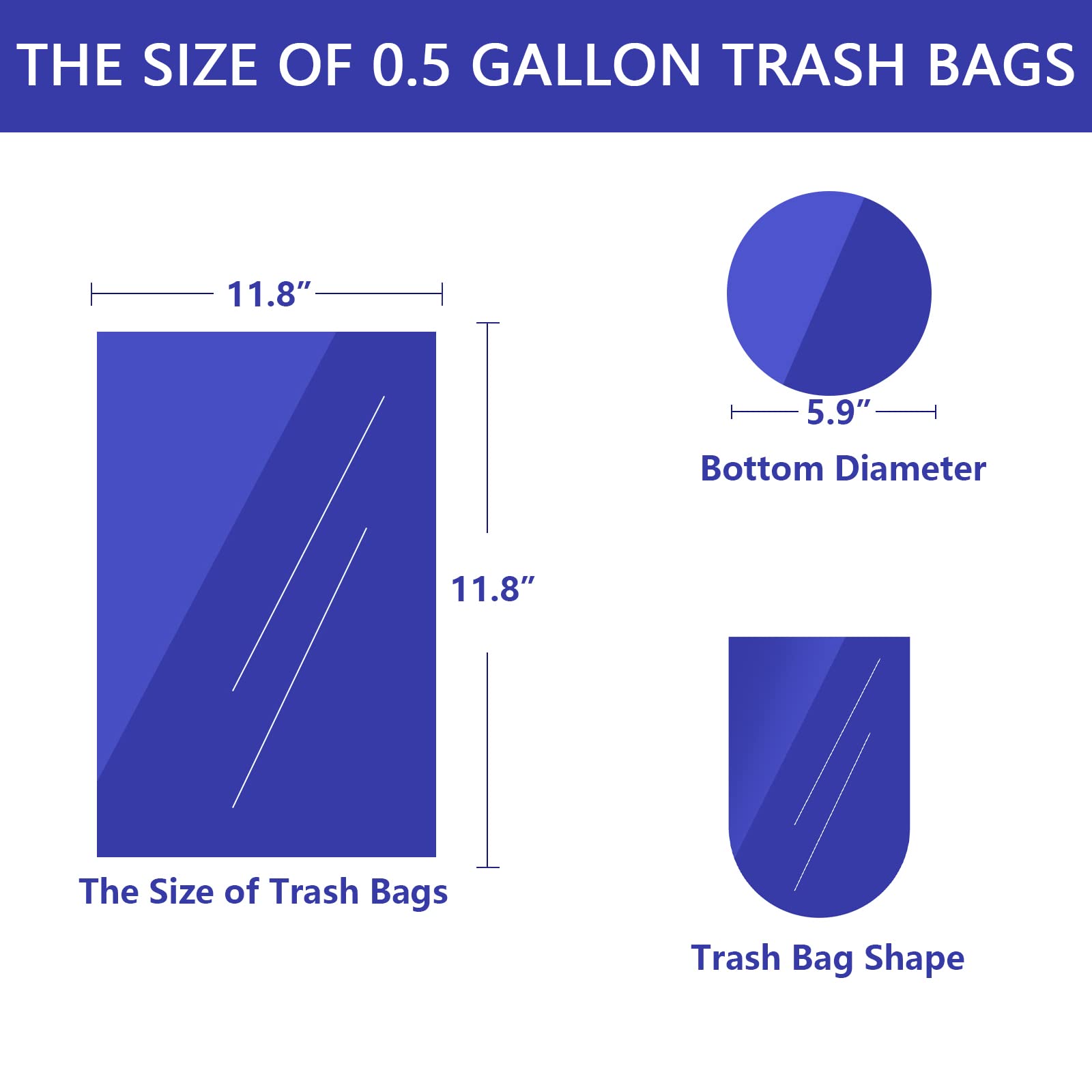 0.5 Gallon Mini Trash Bags - Small Garbage Bags 11.8 x 11.8 Inches - Fits 2 Liter Trash Can - 4 Rolls (200 Count) Clear Plastic - Perfect for Bathroom, Office, Bedroom, or Car Waste Disposal