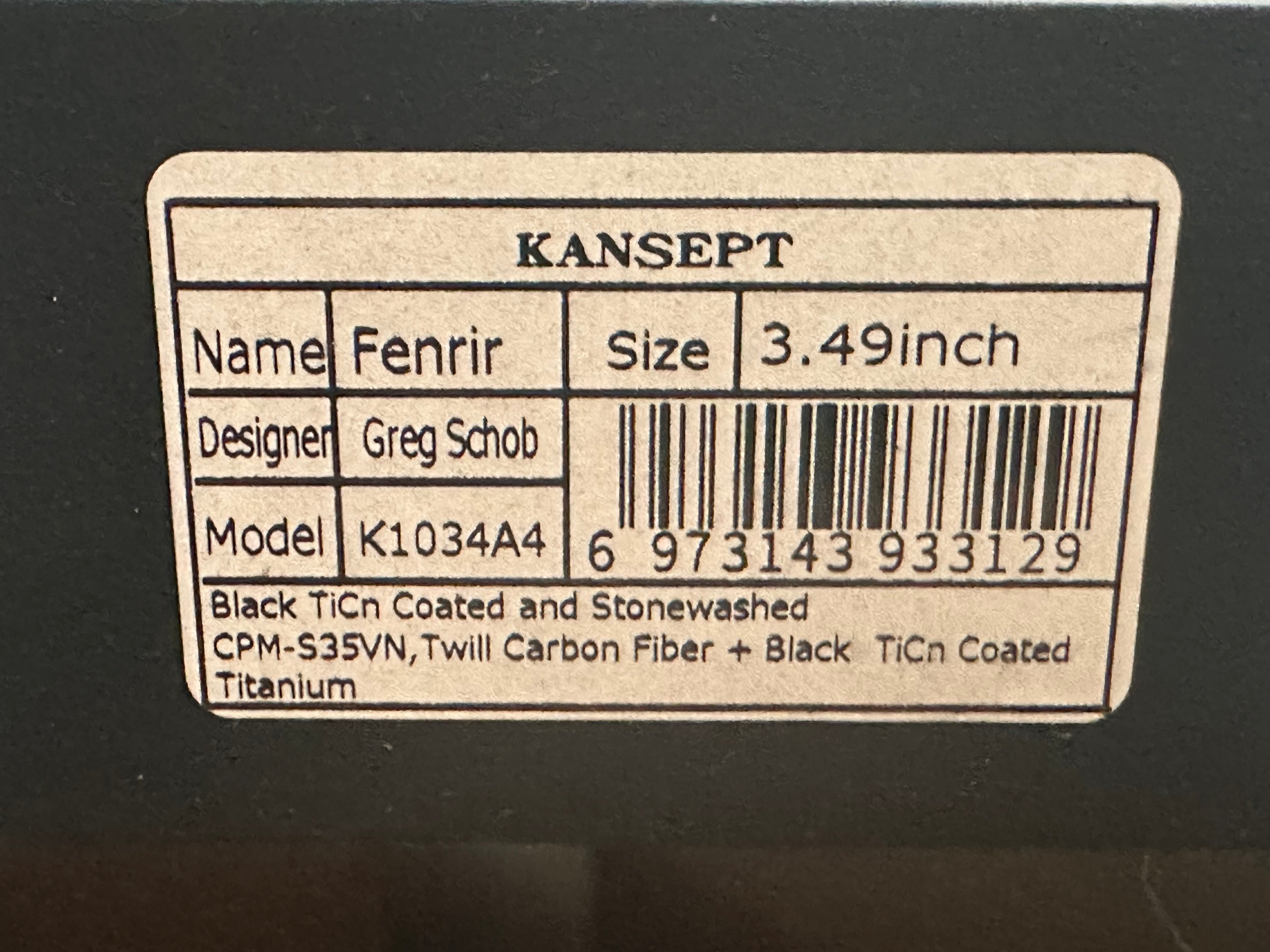 Kansept Fenrir Twill Carbon Fiber & Black Titanium Folding Knife - EDC Pocket Knife for Outdoor, Camping, and Everyday Carry