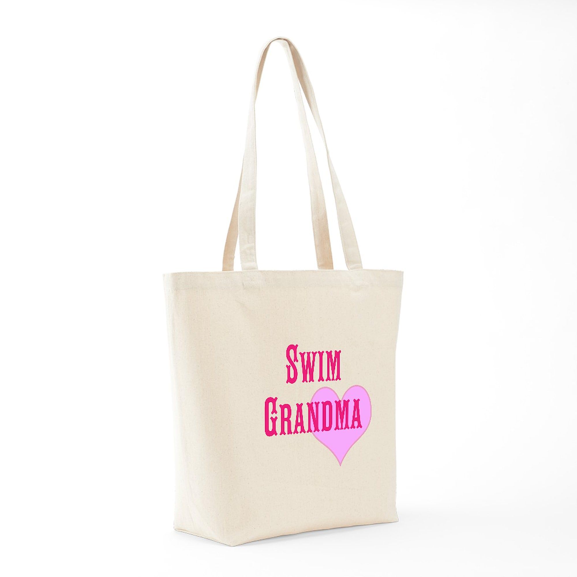 Swim Grandma Tote Bag - Natural Canvas Reusable Shopping Bag for Beach, Pool & Grocery - Eco-Friendly Cotton Carryall for Women