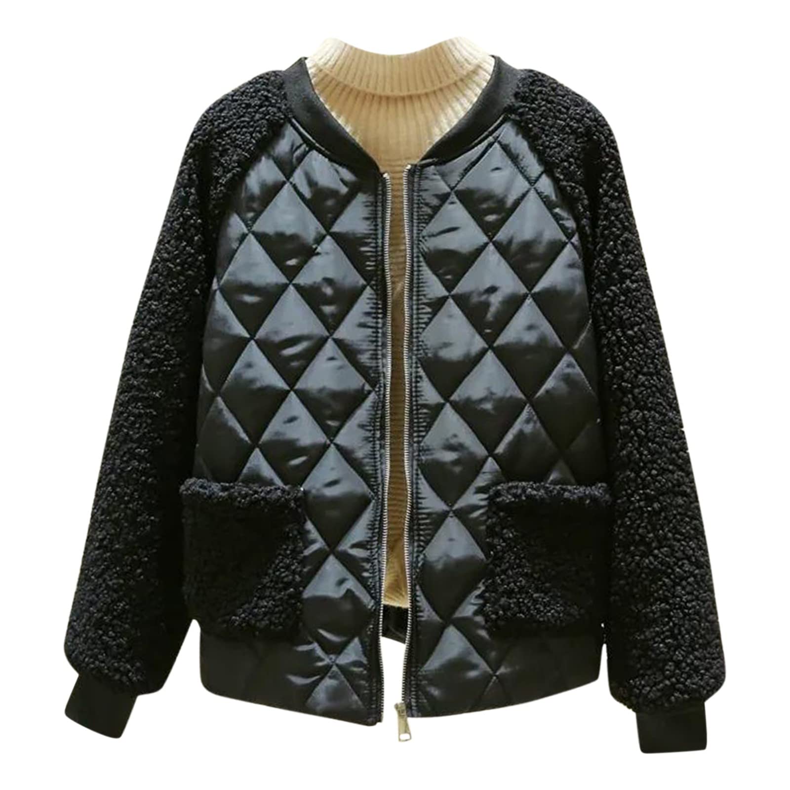 Women's Fashion Fleece Lined Faux Suede Long Coat - Warm Cotton Padded Jacket with Pockets for Spring & Fall Outerwear | Perfect for Casual Wear, Office, and Outdoor Activities
