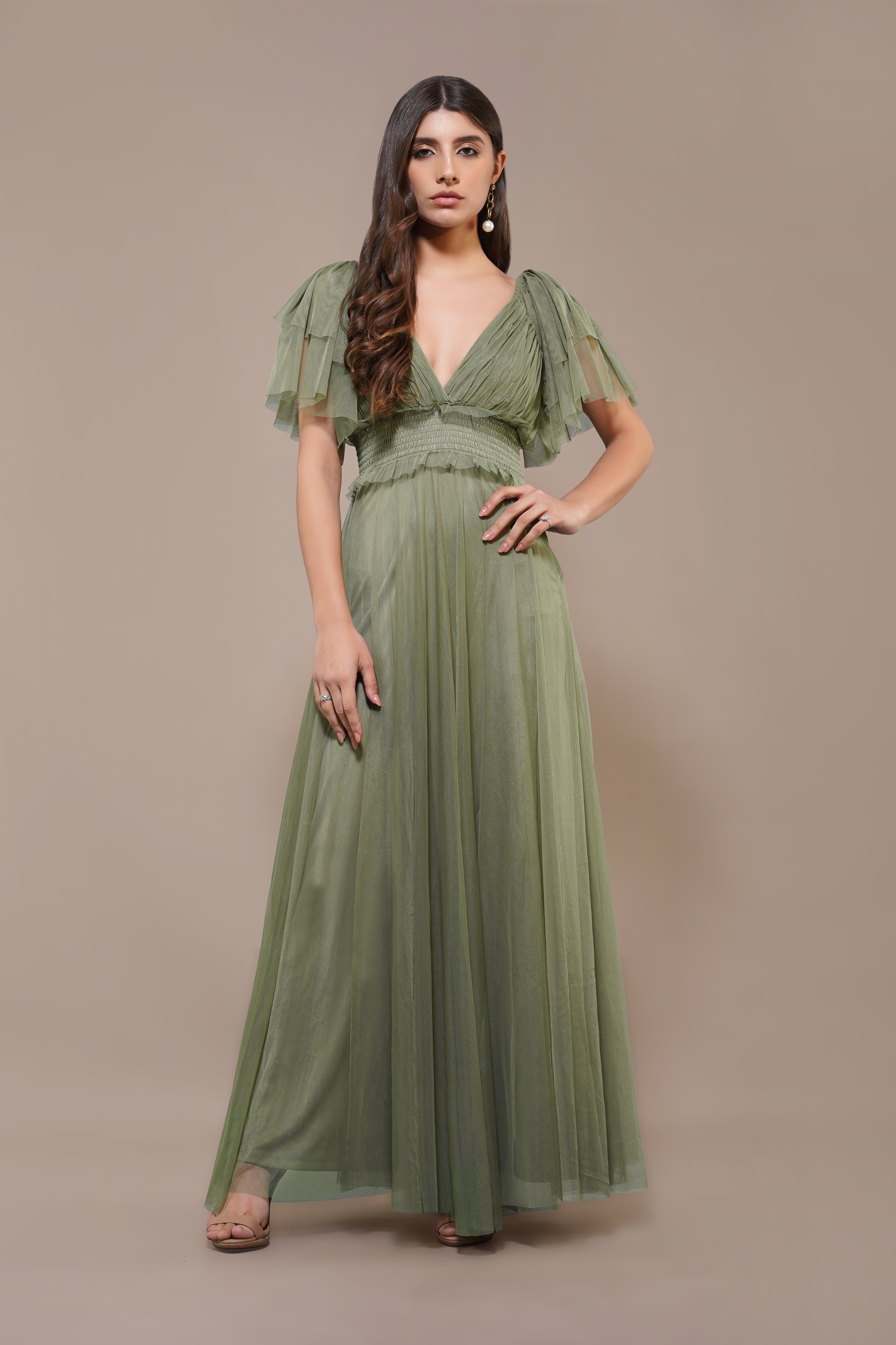 Shelby Maxi Dress in Soft Olive - Flowy Long Summer Dress for Women, Boho Chic Style, Perfect for Beach Vacations, Parties & Casual Outings