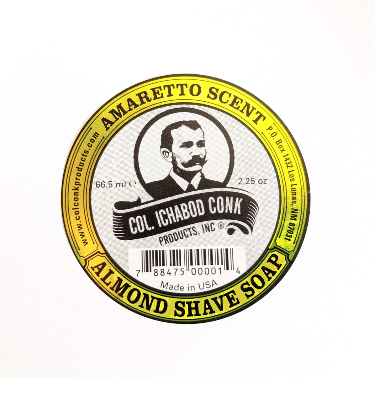 Premium Col. Conk Almond Glycerin Shave Soap 2.25 oz - Natural Moisturizing Shaving Soap for Men, Smooth Shave with Rich Lather - Perfect for Wet Shaving & Beard Care Routine