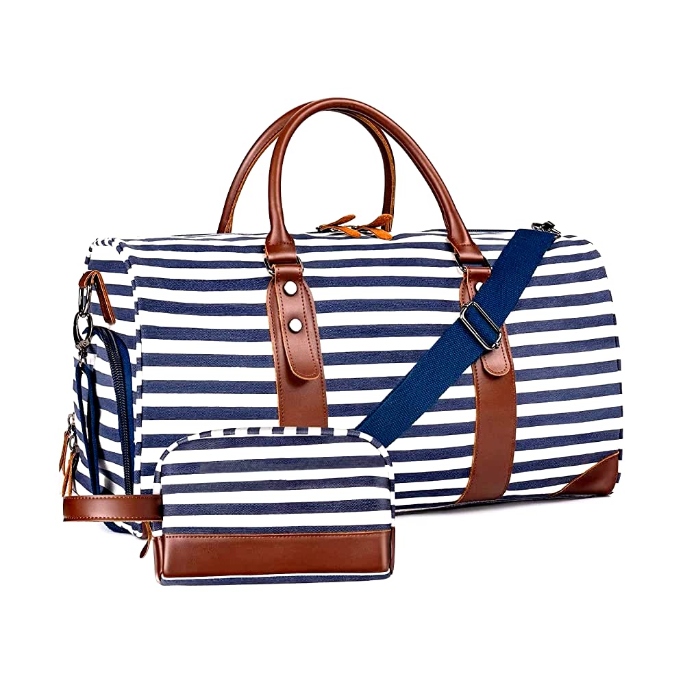**Oflamn Canvas Weekender Bag for Women - 47L Large Overnight Travel Duffel with Shoe Compartment & Toiletry Bag - Perfect for Business Trips, Gym, Weekend Getaways & Air Travel**