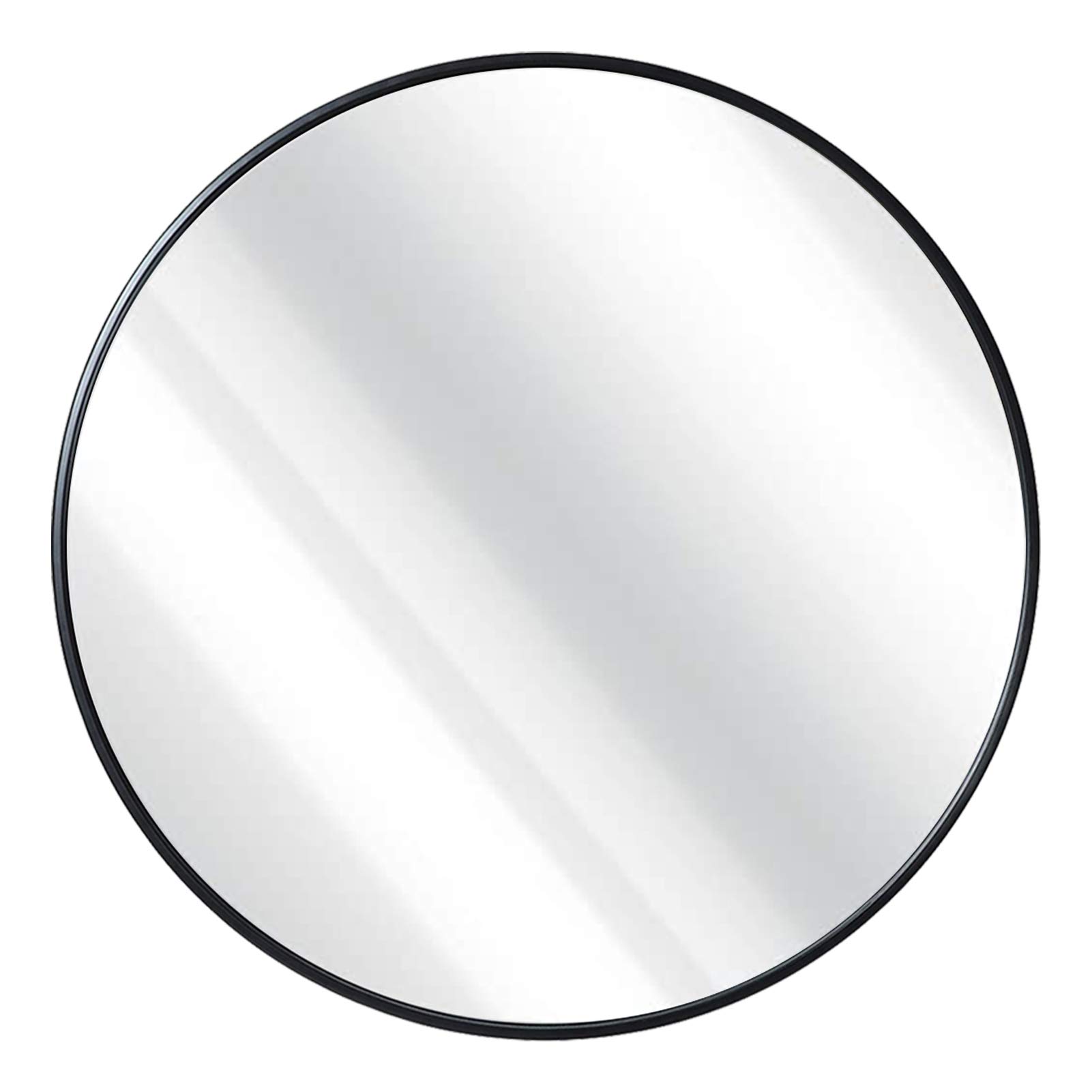 36 Inch Round Mirror with Metal Frame - Large Wall Mounted Circle Mirror for Bathroom, Living Room & Home Decor - Black - Perfect for Vanity, Entryway, and Bedroom Decor