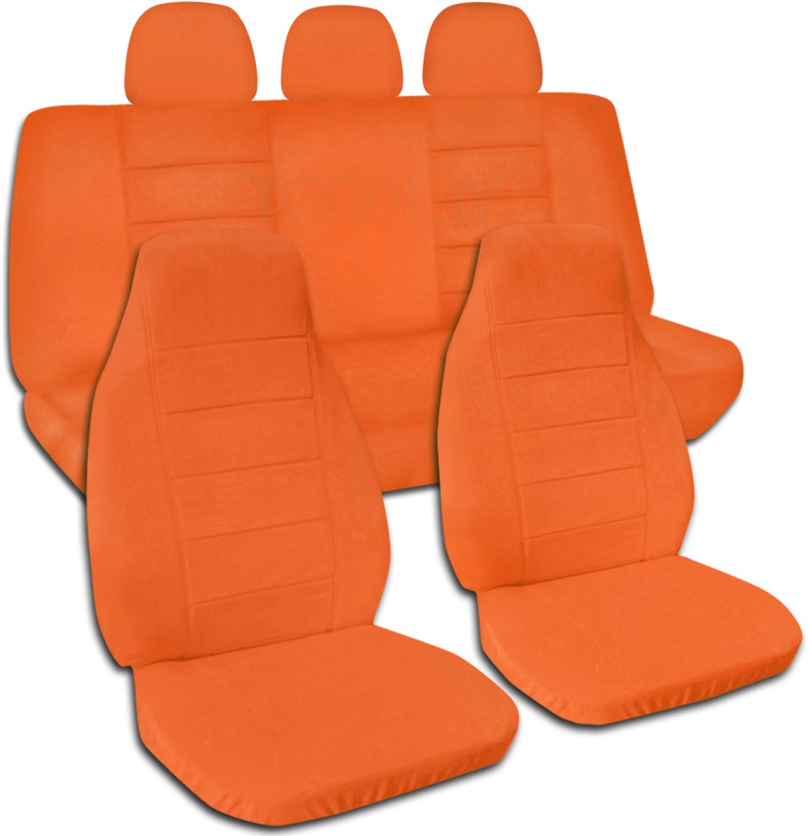 Premium Solid Color Car Seat Covers with 3 Rear Headrest Covers - Orange Universal Fit for Cars, Trucks, Vans, RVs & SUVs (22 Color Options) - Perfect for Road Trips, Daily Commute & Vehicle Protection