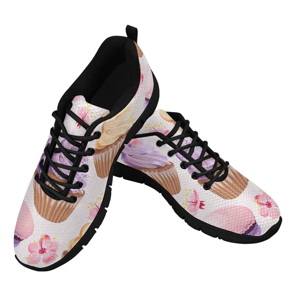 **InterestPrint Women's Floral Cupcake Athletic Sneakers - Breathable Mesh Casual Shoes for Running, Walking & Everyday Wear**