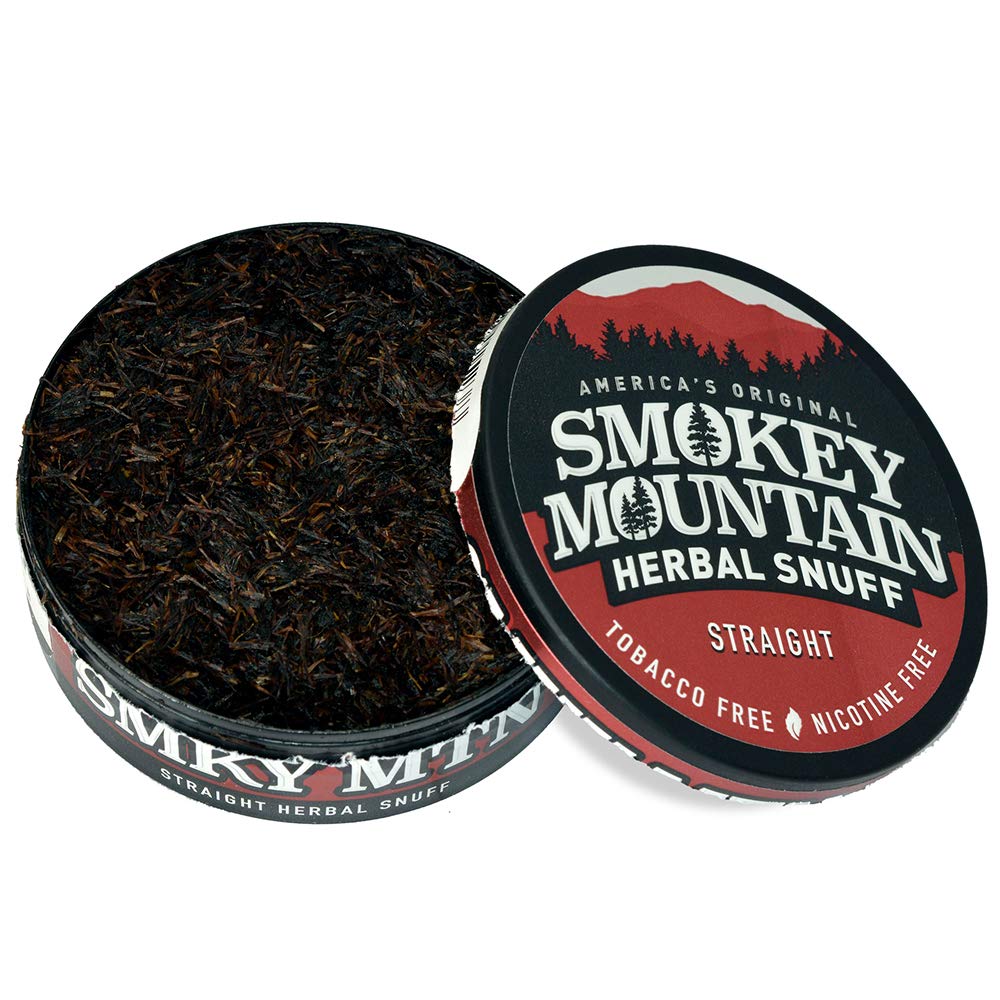 Smokey Mountain Herbal Long Cut Straight - Tobacco Free & Nicotine Free Snuff Alternative (1 Can) - Perfect for Quitting Smoking or Enjoying as a Herbal Dip