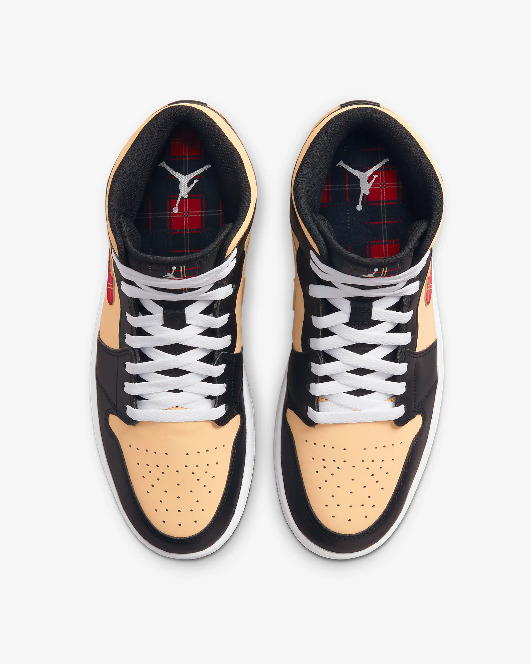 Nike Men's Air Jordan 1 Mid SE Sneakers - Black/Sesame/Fire Red/Multi-Color Basketball Shoes for Casual Wear & Street Style