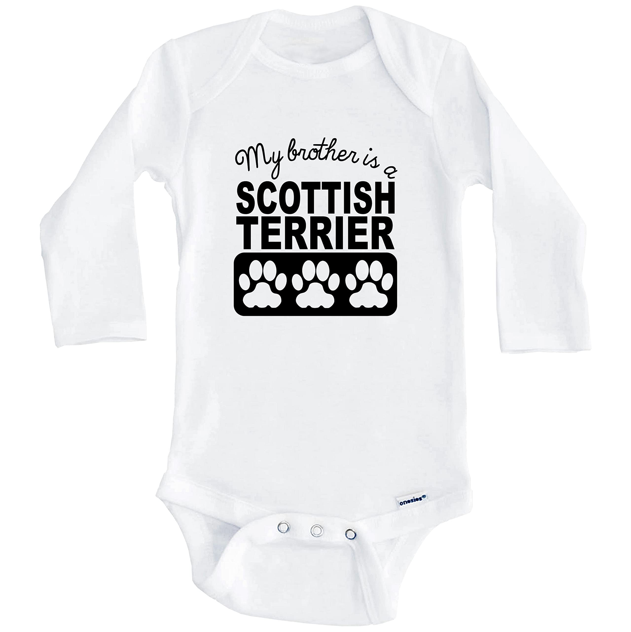 My Brother is A Scottish Terrier Baby Onesie - Cute Long Sleeve Bodysuit for Infants & Toddlers - Perfect for Family Photos, Sibling Matching Outfits & Casual Wear