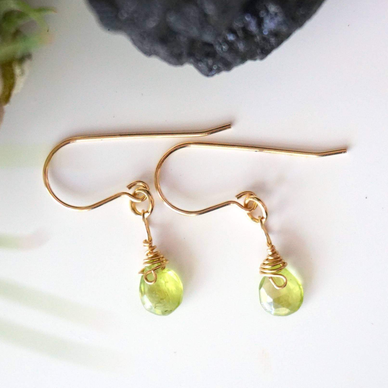 Peridot Earrings for Women - 14k Gold Filled Teardrop Dangle Earrings | Perfect for Weddings, Parties & Everyday Elegance
