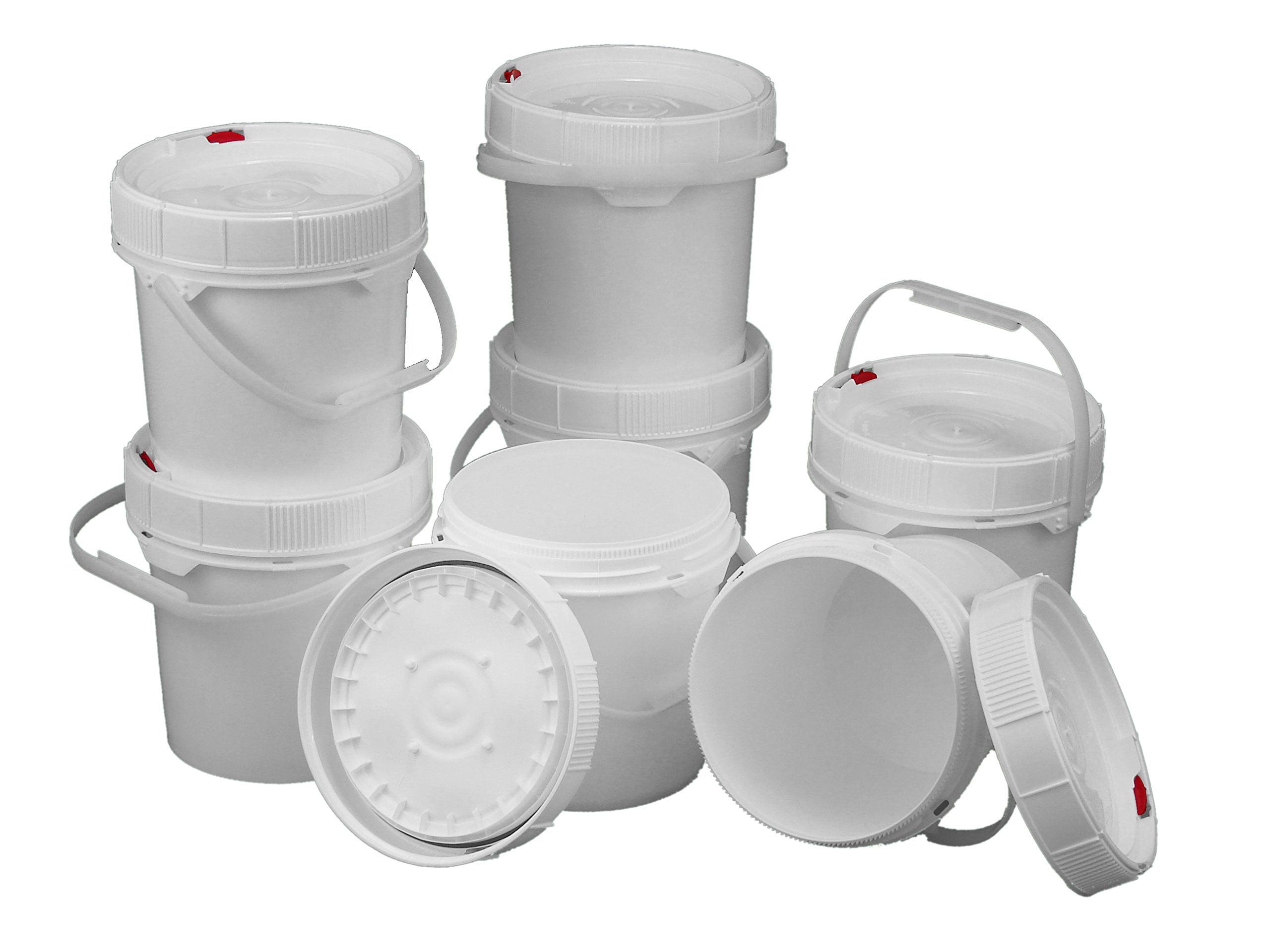7 Screw Top Life Latch 62 mil Buckets - 1.25 Gallon White Lids | Food Storage, Paint Mixing, Home Organization & DIY Projects