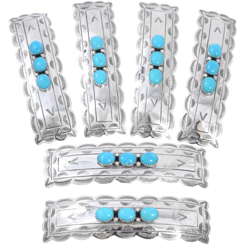 Authentic Native American Turquoise Silver Hair Barrette - Handmade Hammered Sterling Silver Spring Clip Hair Accessory for Women | Perfect for Weddings, Parties & Everyday Wear