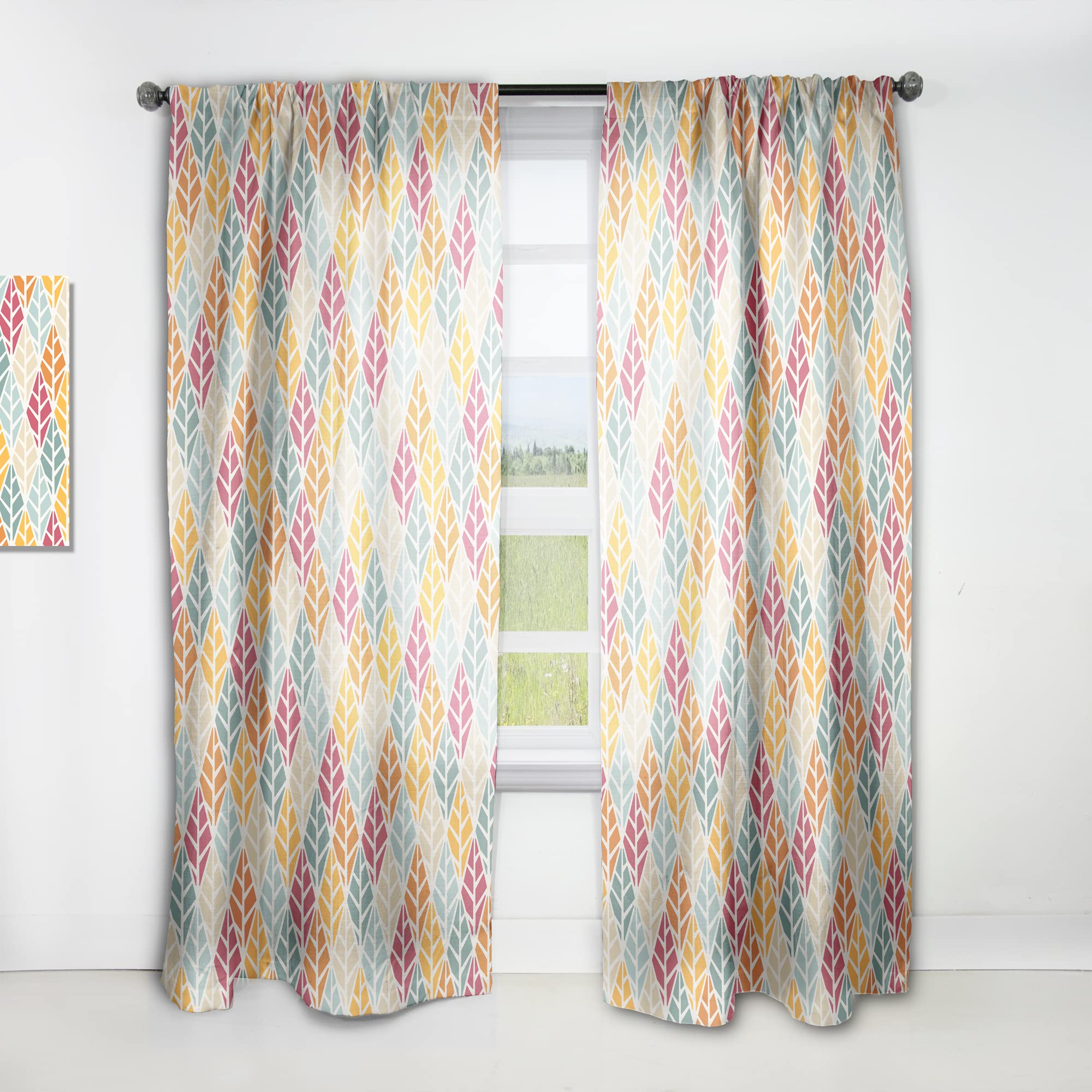DesignQ Diamond Retro X Thermal Insulated Curtains - Single Panel 52x90 - Blackout Drapes for Bedroom & Living Room - Perfect for Home Decor, Privacy & Energy Efficiency