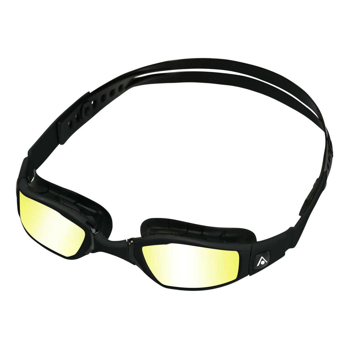 Aqua Sphere Ninja.A Swimming Goggles - Black/Black with Yellow Titanium Mirrored Lens for Competitive Swimming & Training - Perfect for Pool, Open Water & Triathlon