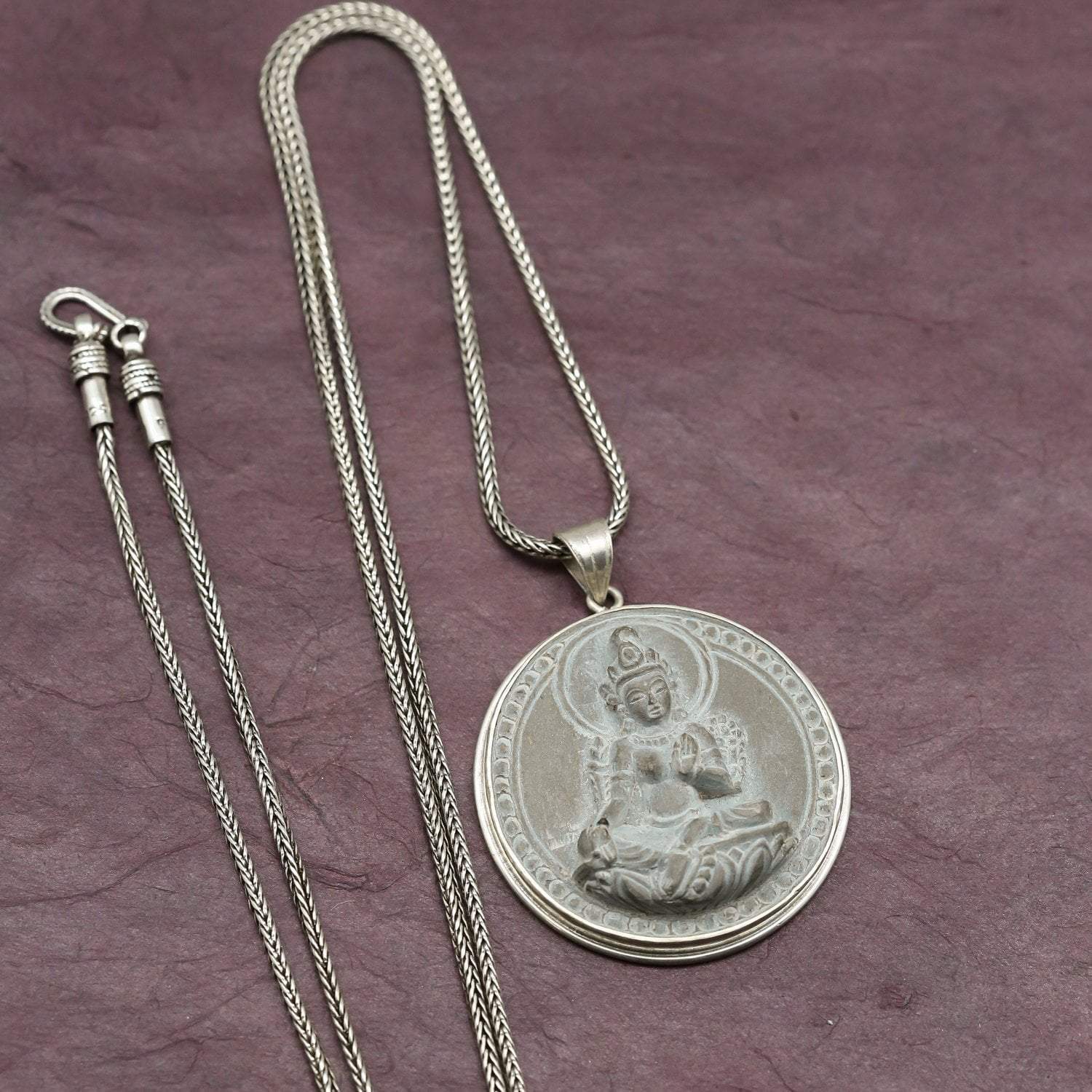 Green Tara Stone Pendant Necklace - Buddhist Meditation Jewelry for Spiritual Protection & Positive Energy | Perfect for Yoga, Mindfulness & Gift Giving