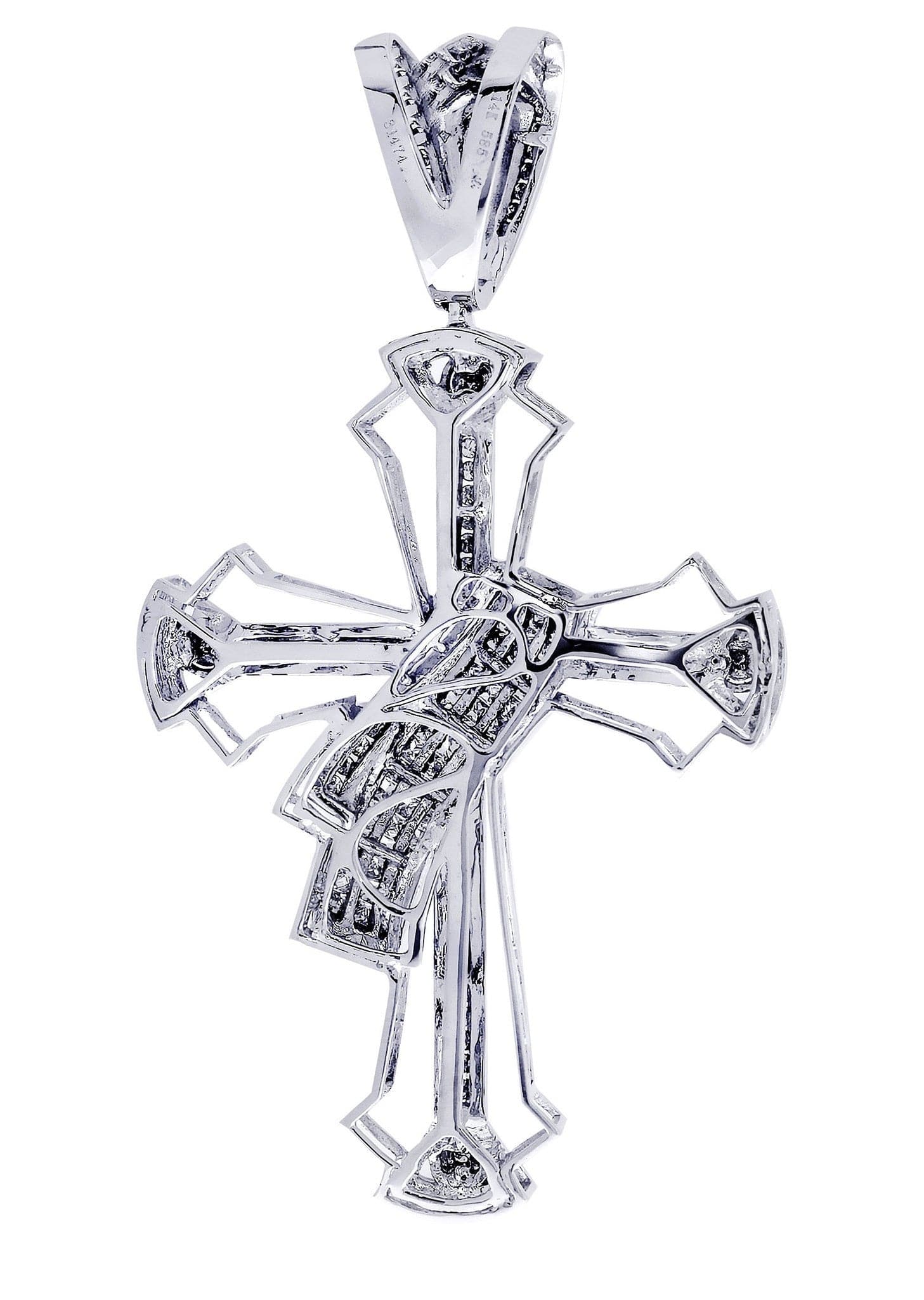 1.65 Carat Diamond Cross Pendant Necklace - 18.02 Grams Solid Gold Religious Jewelry for Women & Men - Perfect for Baptism, Confirmation & Special Occasions