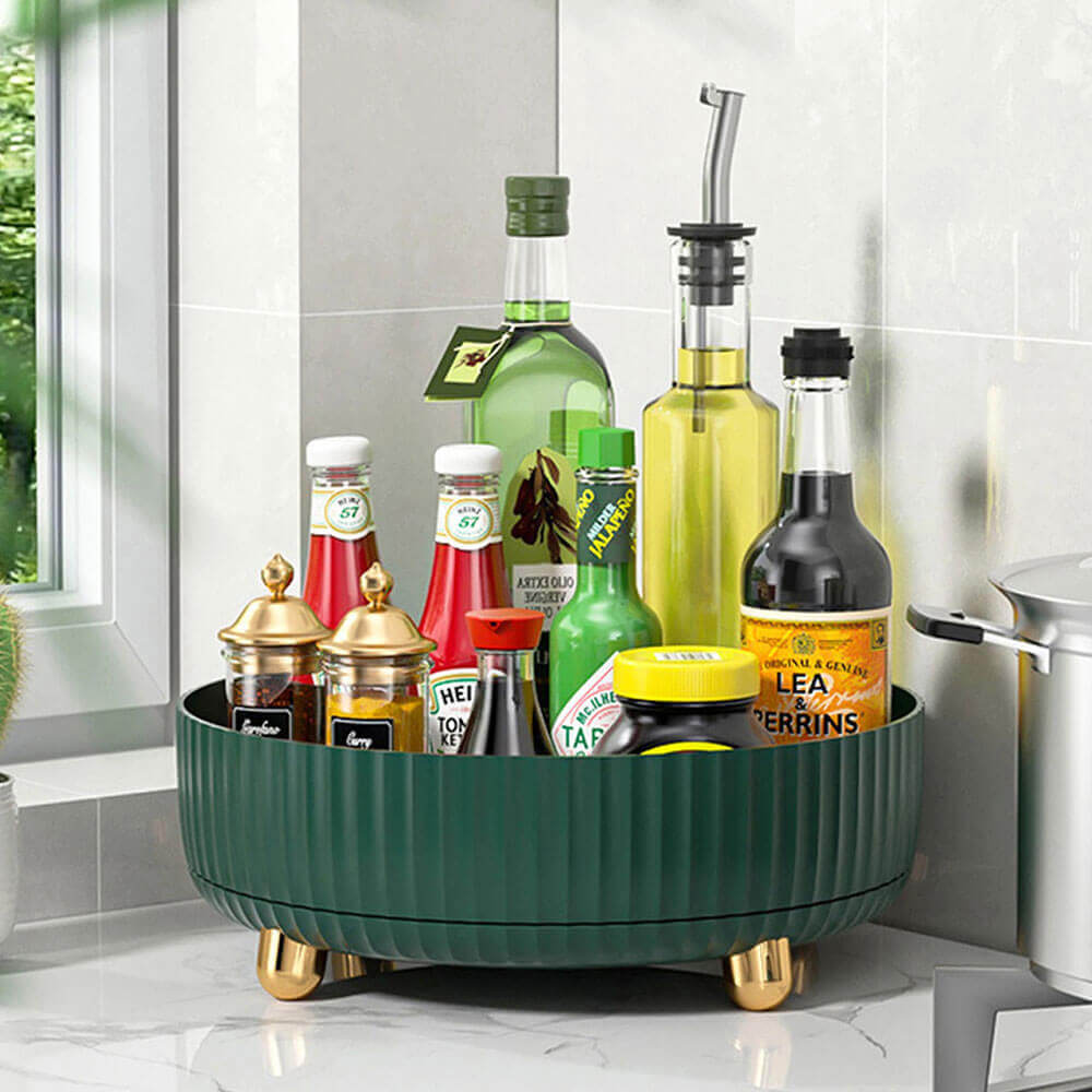 Non-Slip Lazy Susan Turntable - 12 Inch Round Rotating Tray for Kitchen, Dining Table, Spice Organization & Party Serving - Durable Plastic with Non-Skid Base