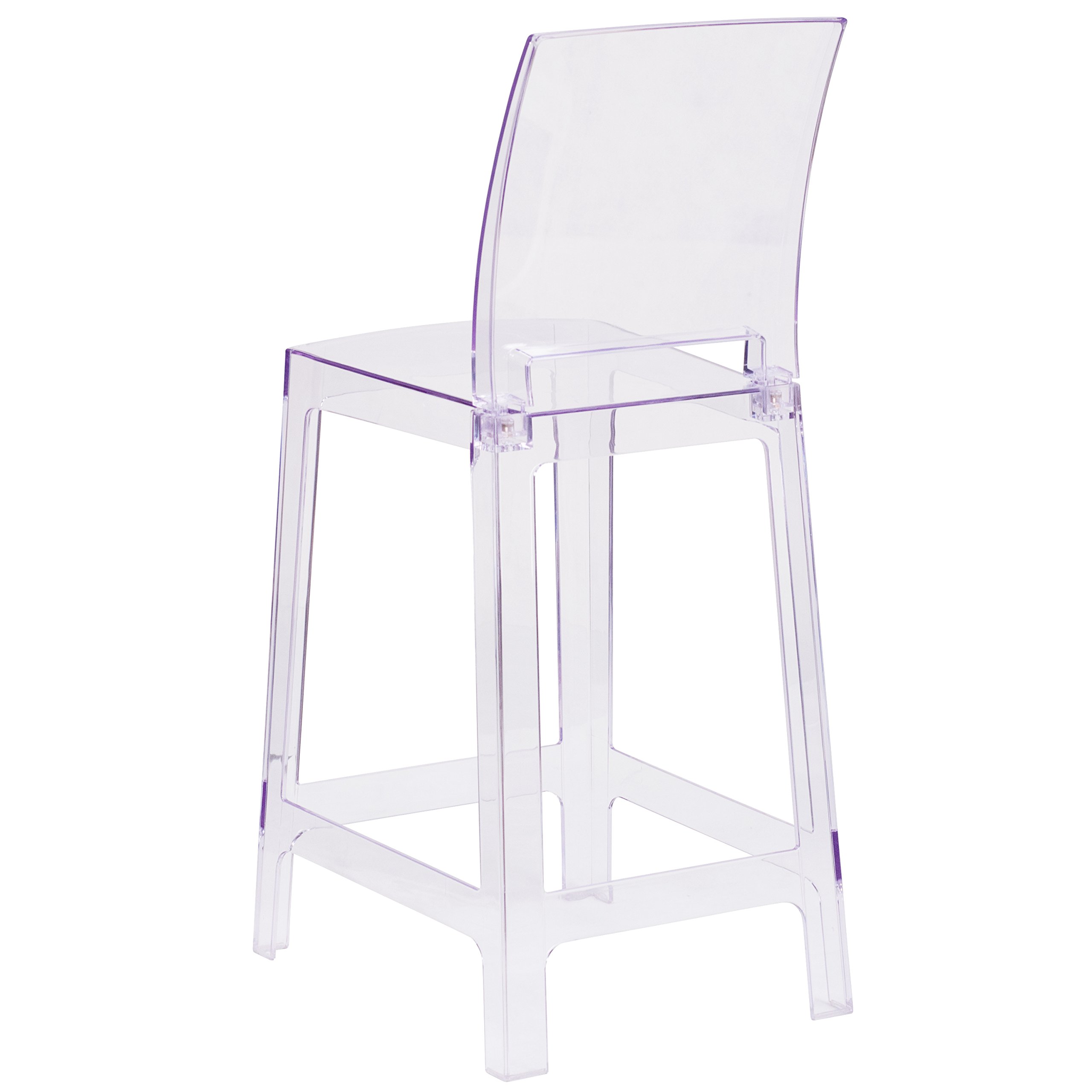Transparent Crystal Ghost Counter Stool with Square Back - Modern Bar Stool for Kitchen Island, Dining Room, and Home Decor