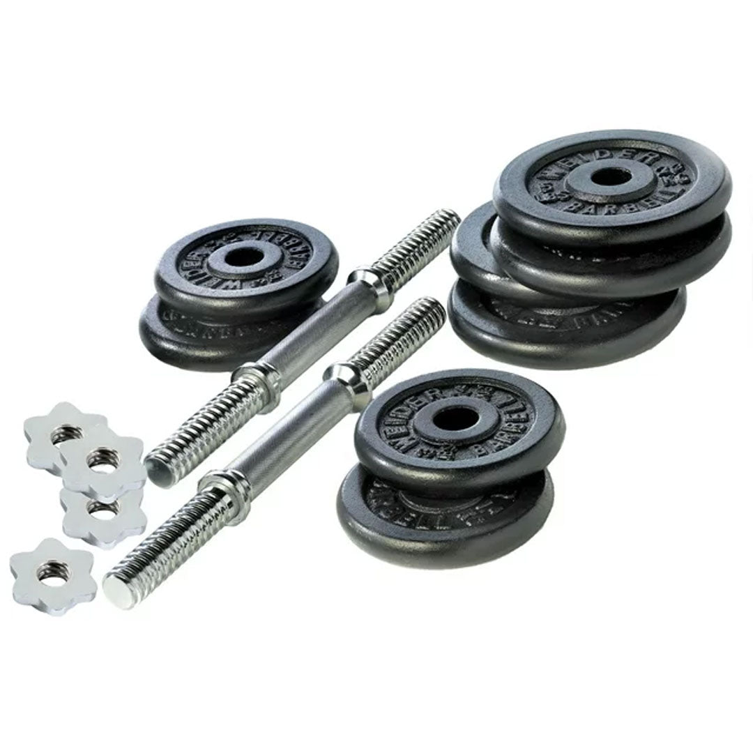 Weider 40 lb. Standard Cast Iron Weight Set with Chrome Spin Lock Collars - Gym & Home Workout Equipment for Strength Training & Fitness