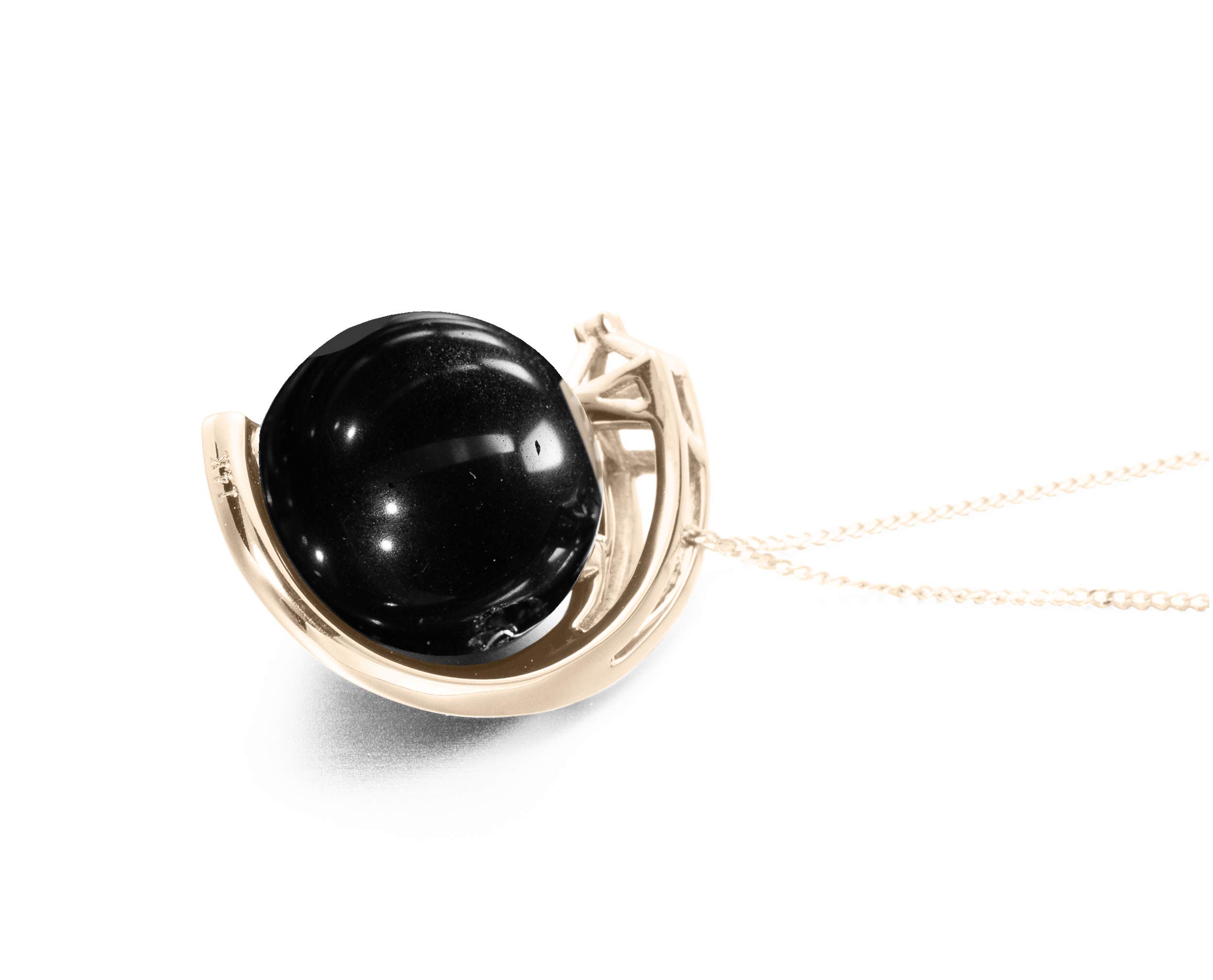 Majade Black Tourmaline Necklace - 14K Gold Handmade Pendant with Diamond Accents | Minimalist Geometric Jewelry for Women | Perfect for Everyday Wear, Meditation & Energy Protection