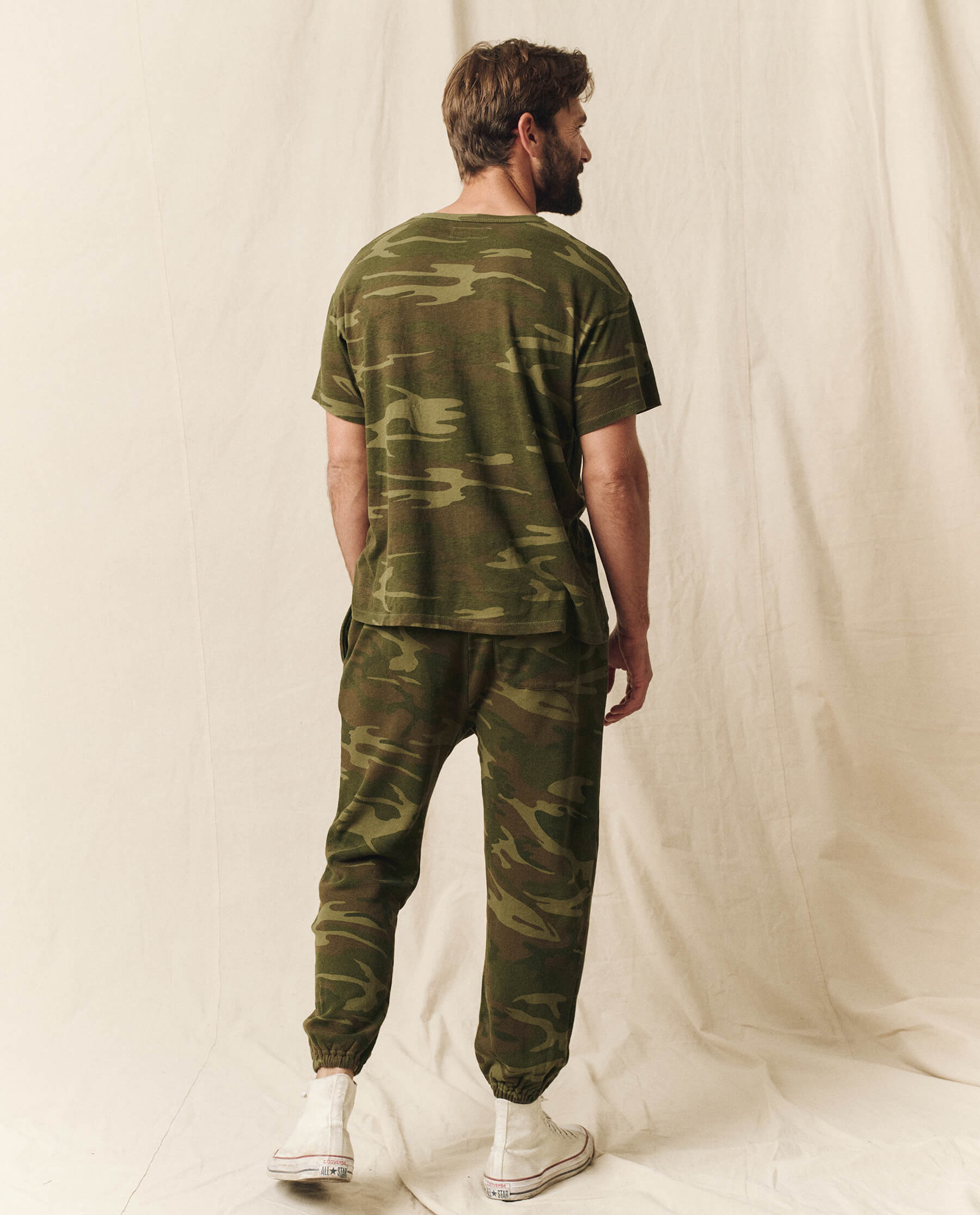 Men's Boxy Crew Neck T-Shirt - Deep Woods Camo Print | Comfortable Casual Wear for Outdoor Adventures & Everyday Style