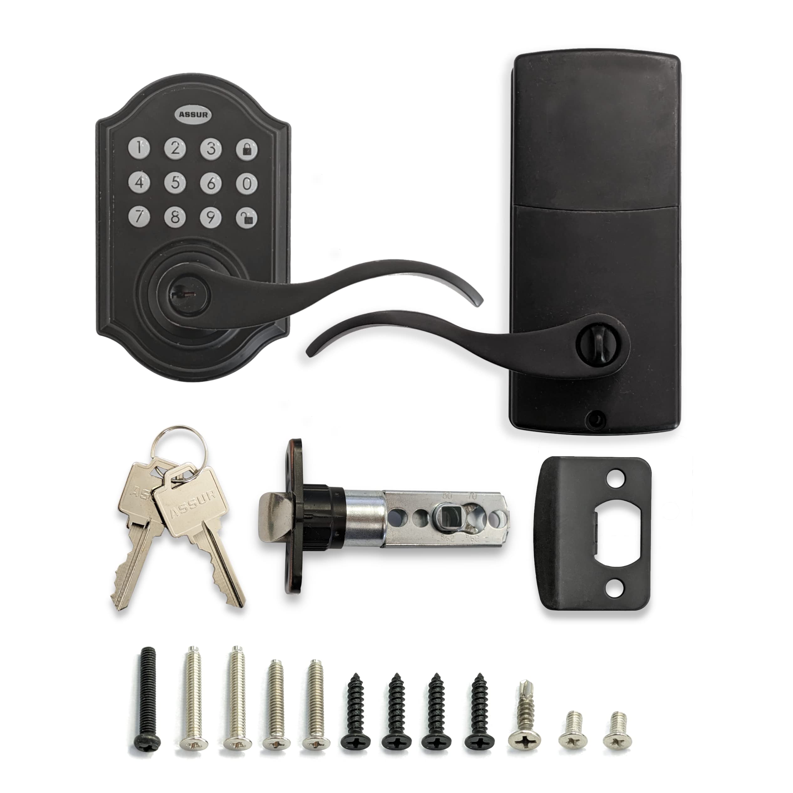 Smart Keyless Entry Door Lock - ASSUR Electronic Lever Handle Deadbolt with One-Touch Locking, 50 User Codes for Home, Office, Condo, Garage & Rental Properties (Black) | Secure & Convenient Keyless Access for Front Doors, Back Doors & Rental Units