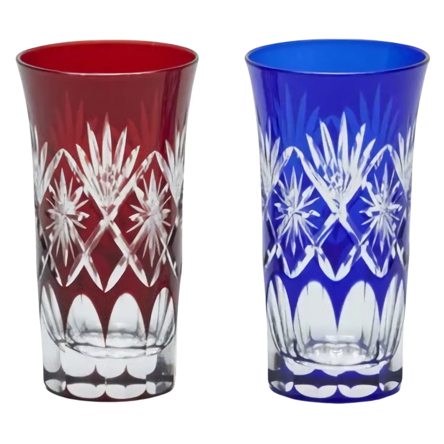 Kimoto Glass Tokyo Edo Kiriko Pair Beer Glasses - Traditional Japanese Cut Crystal Craftsmanship for Beer, Cocktails & Home Bar Decor