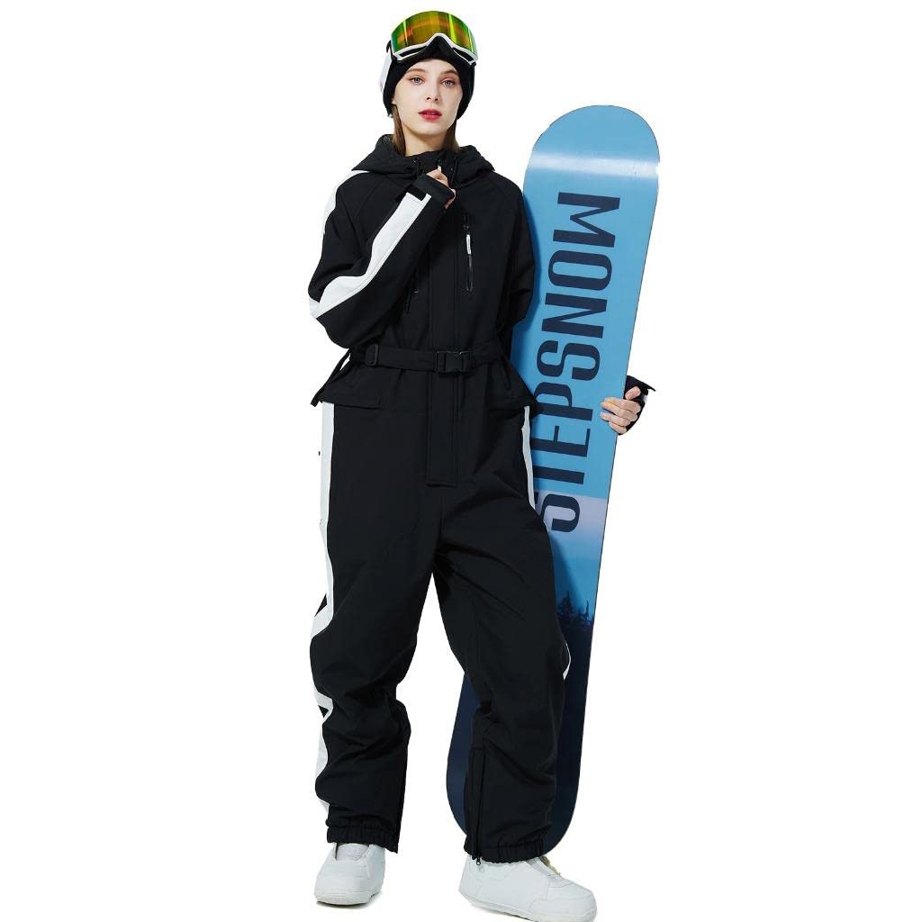 ALSOGO Women's Waterproof Insulated Ski Suit - Winter Snowsuit Jumpsuit with Detachable Belt for Skiing, Snowboarding & Outdoor Winter Sports | Warm Thermal Snowwear for Cold Weather Activities