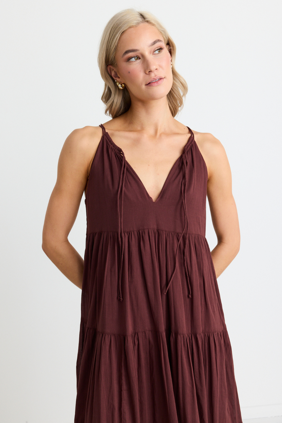 Elegant Rosewood Strappy Tiered Maxi Dress for Women - Boho Summer Beach Wedding Party Dress | Perfect for Vacations, Date Nights & Special Occasions